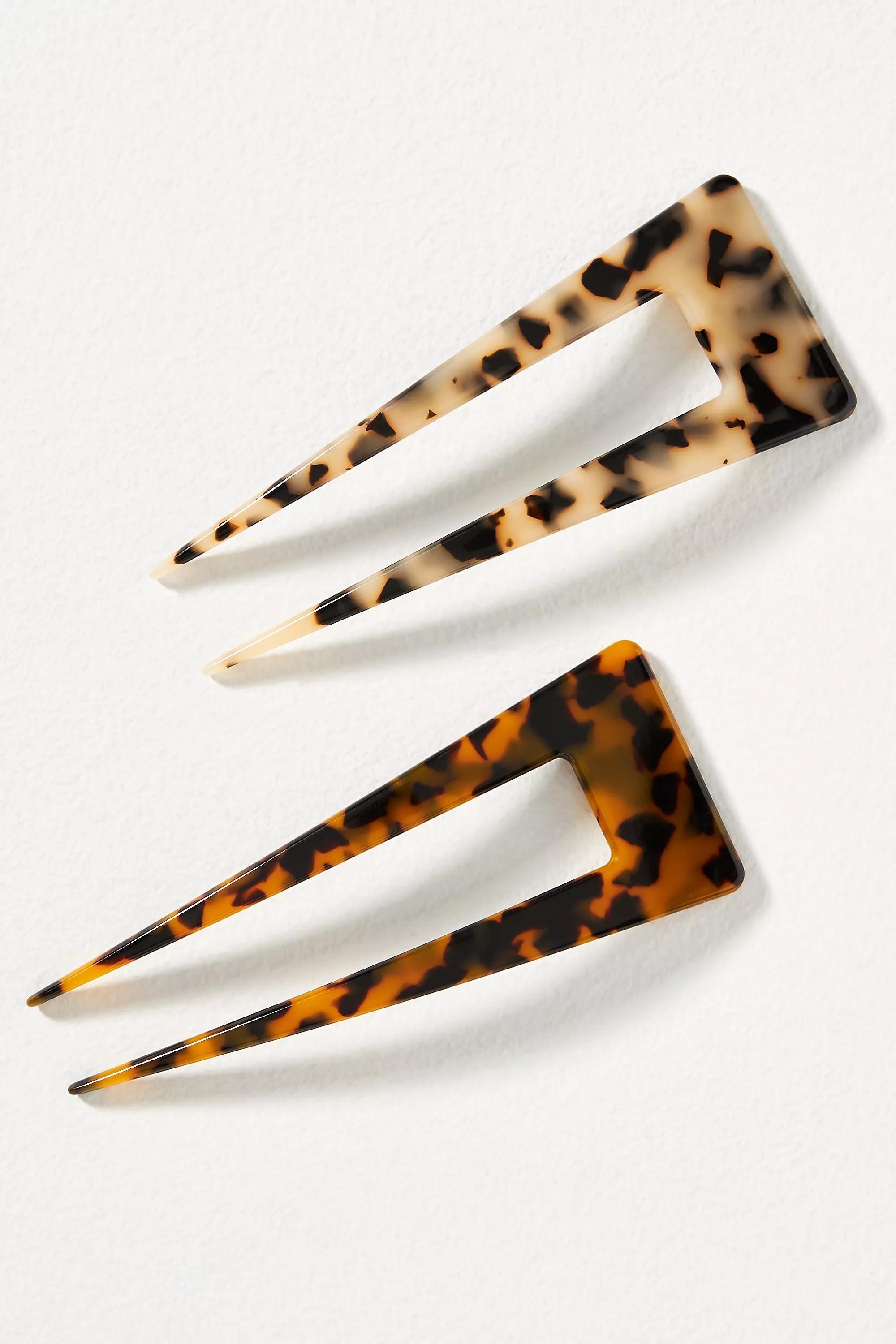 Tortoise French Hair Pins, Set Of 2, Brown, A501_0020, large image number 0