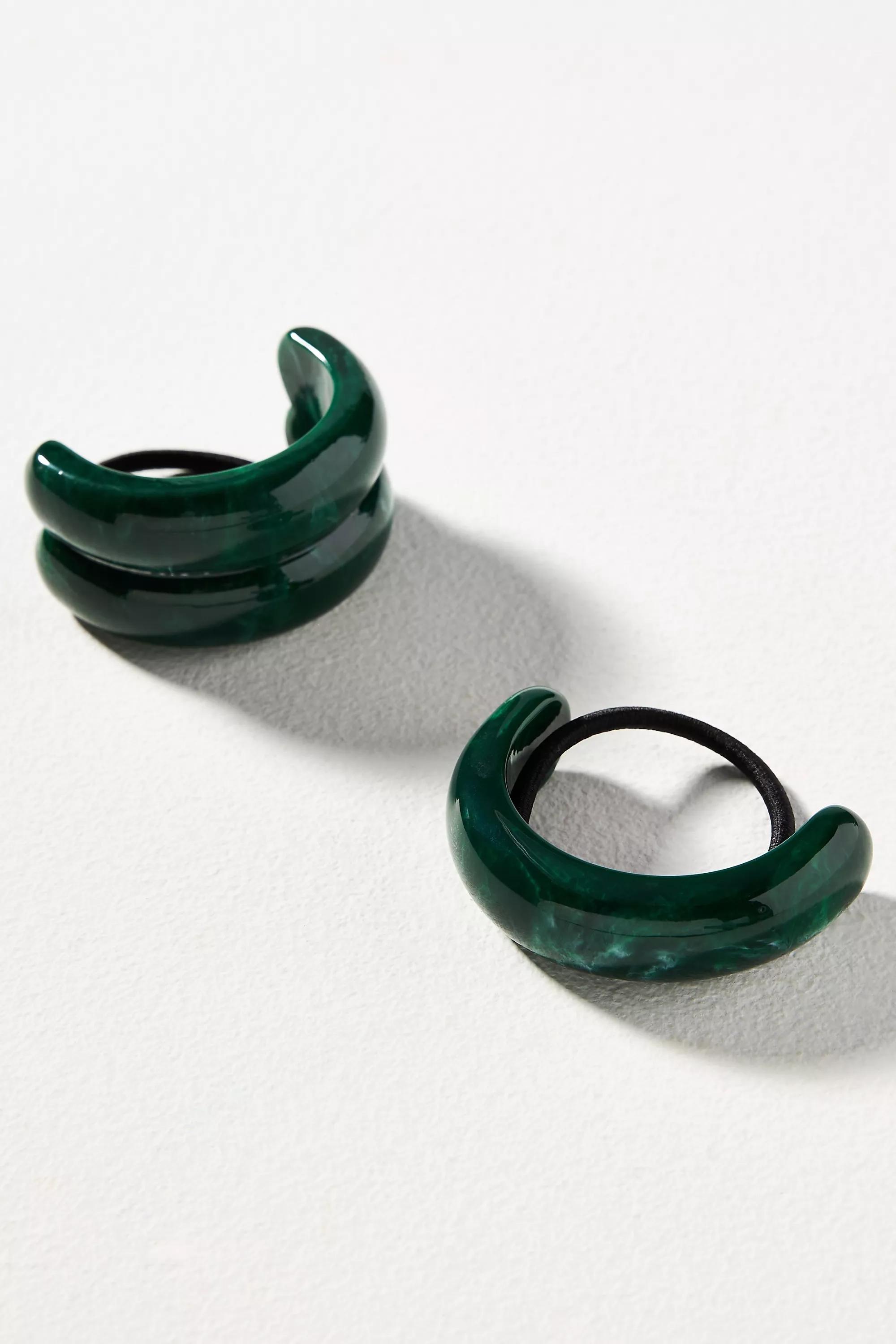 Green Resin Arch Cuff Hair Tie, , medium