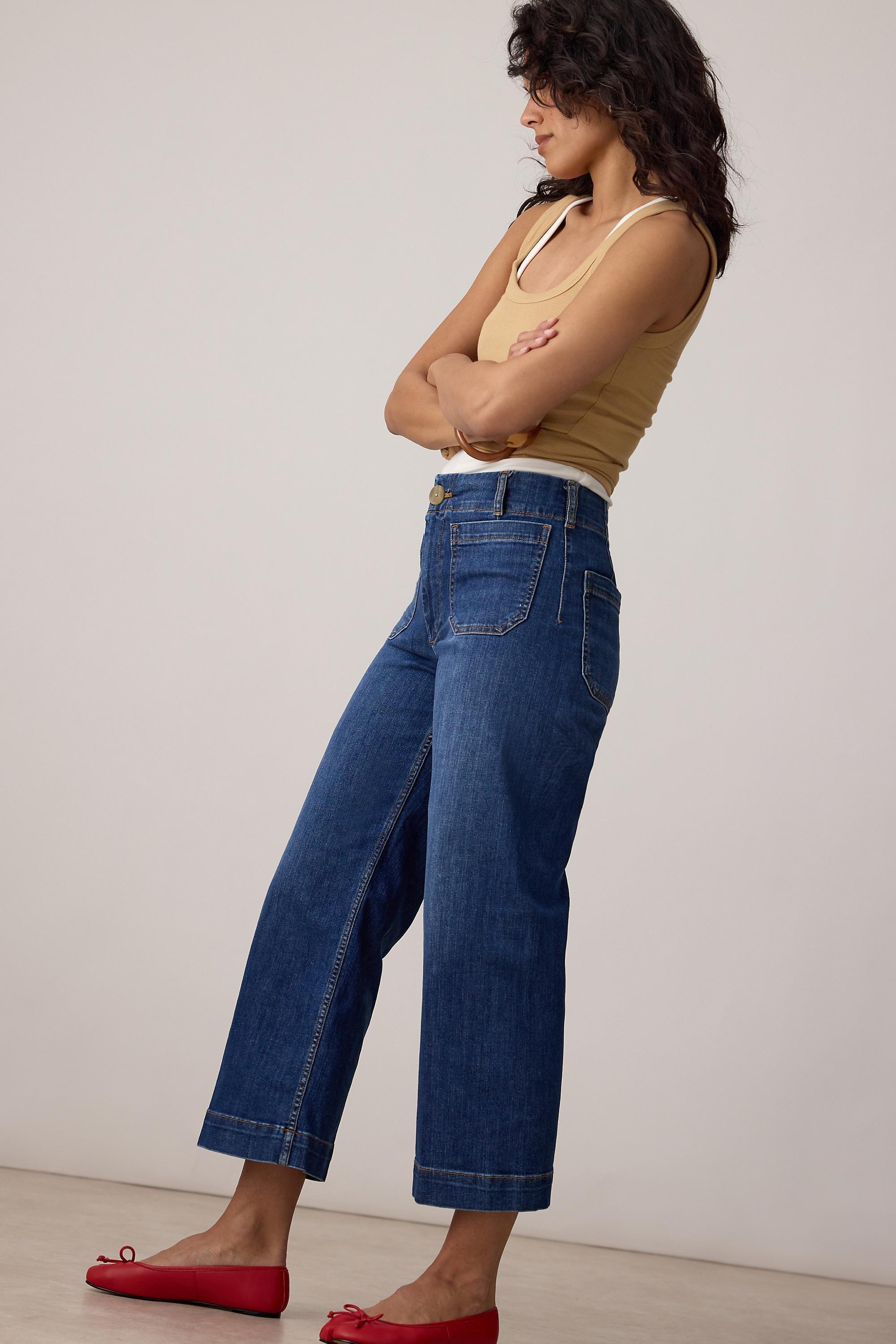 The Colette Crop Wide-Leg Jeans By Maeve, Blue, Blue, large image number 2