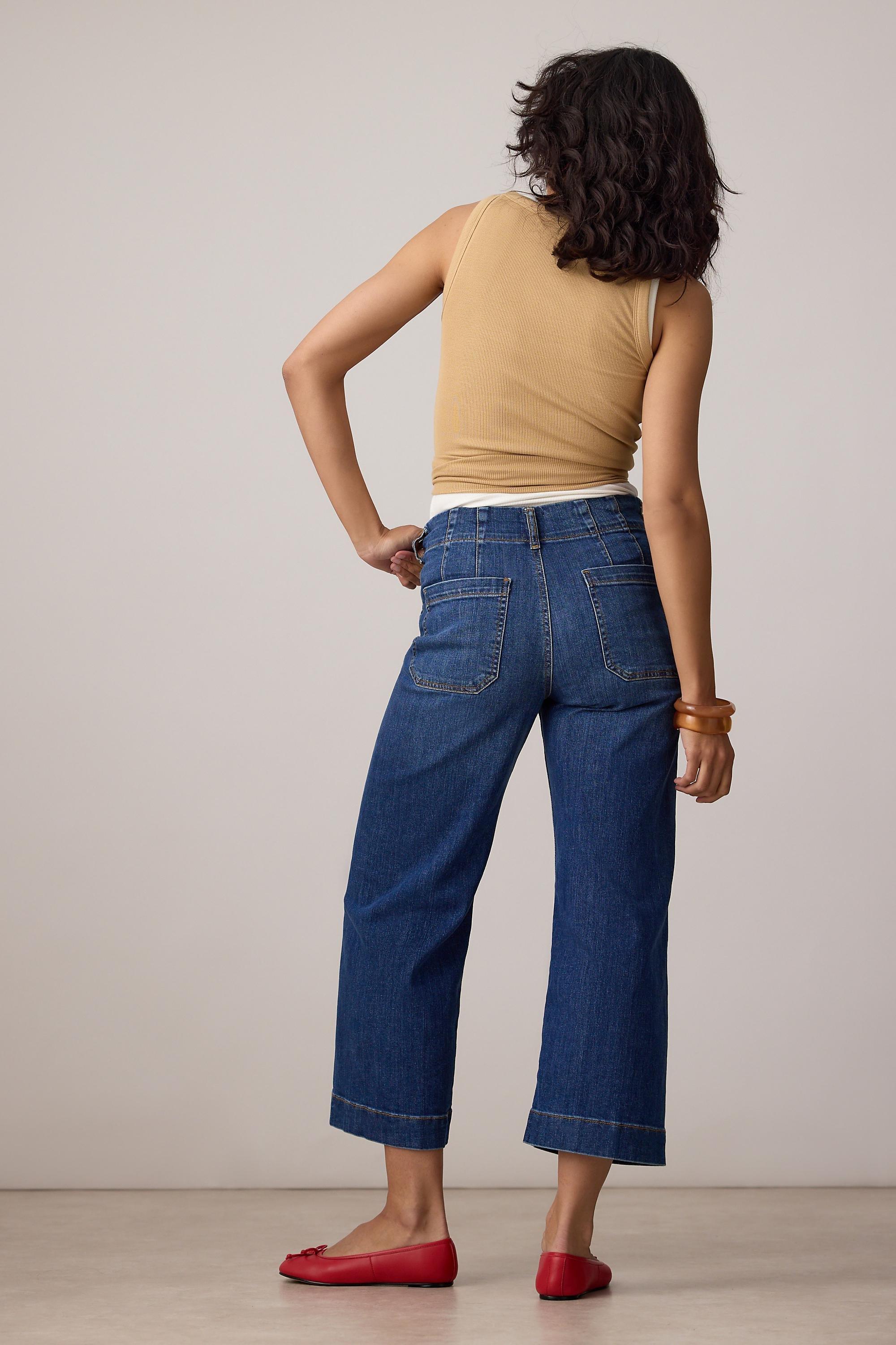 The Colette Crop Wide-Leg Jeans By Maeve, Blue, Blue, large image number 4