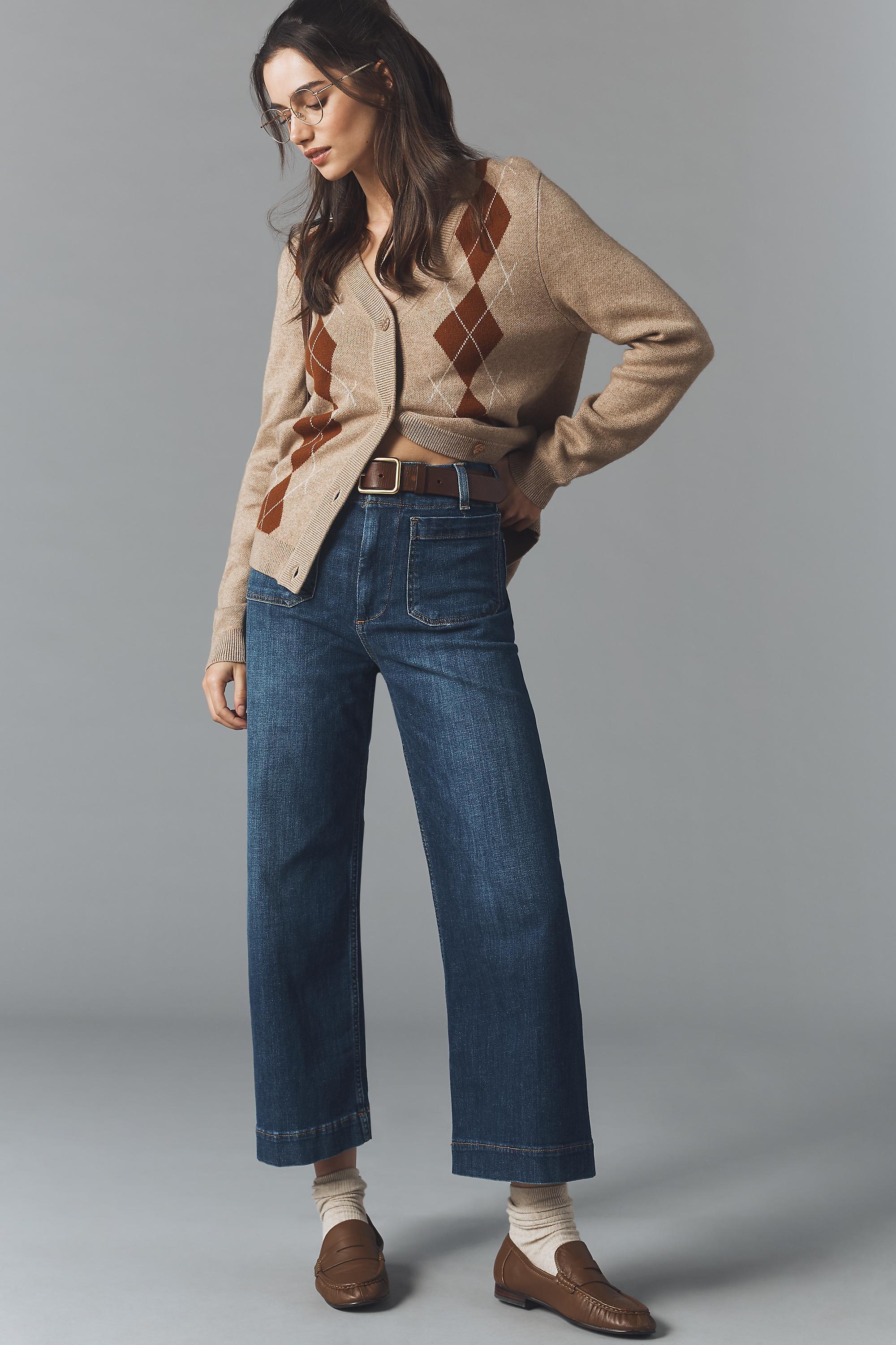 The Colette Crop Wide-Leg Jeans By Maeve, Blue, Blue, large image number 5