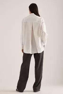 Anthropologie Plain Button Down Shirt, White, , large image number 3