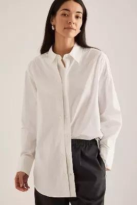 Anthropologie Plain Button Down Shirt, White, , large image number 4