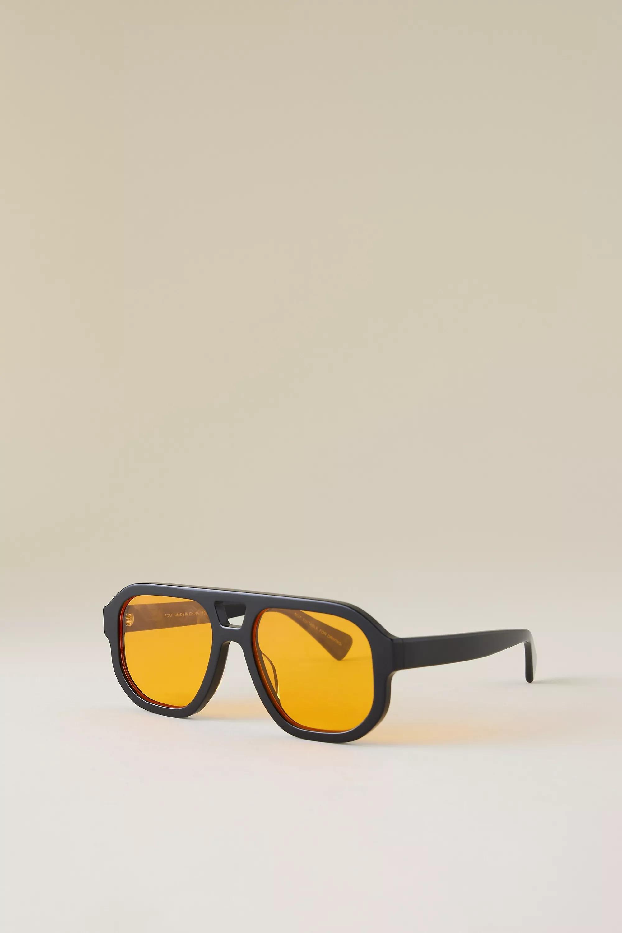 The Juno Acetate Oversized Aviator Sunglasses, Black, A501_0001, large image number 1
