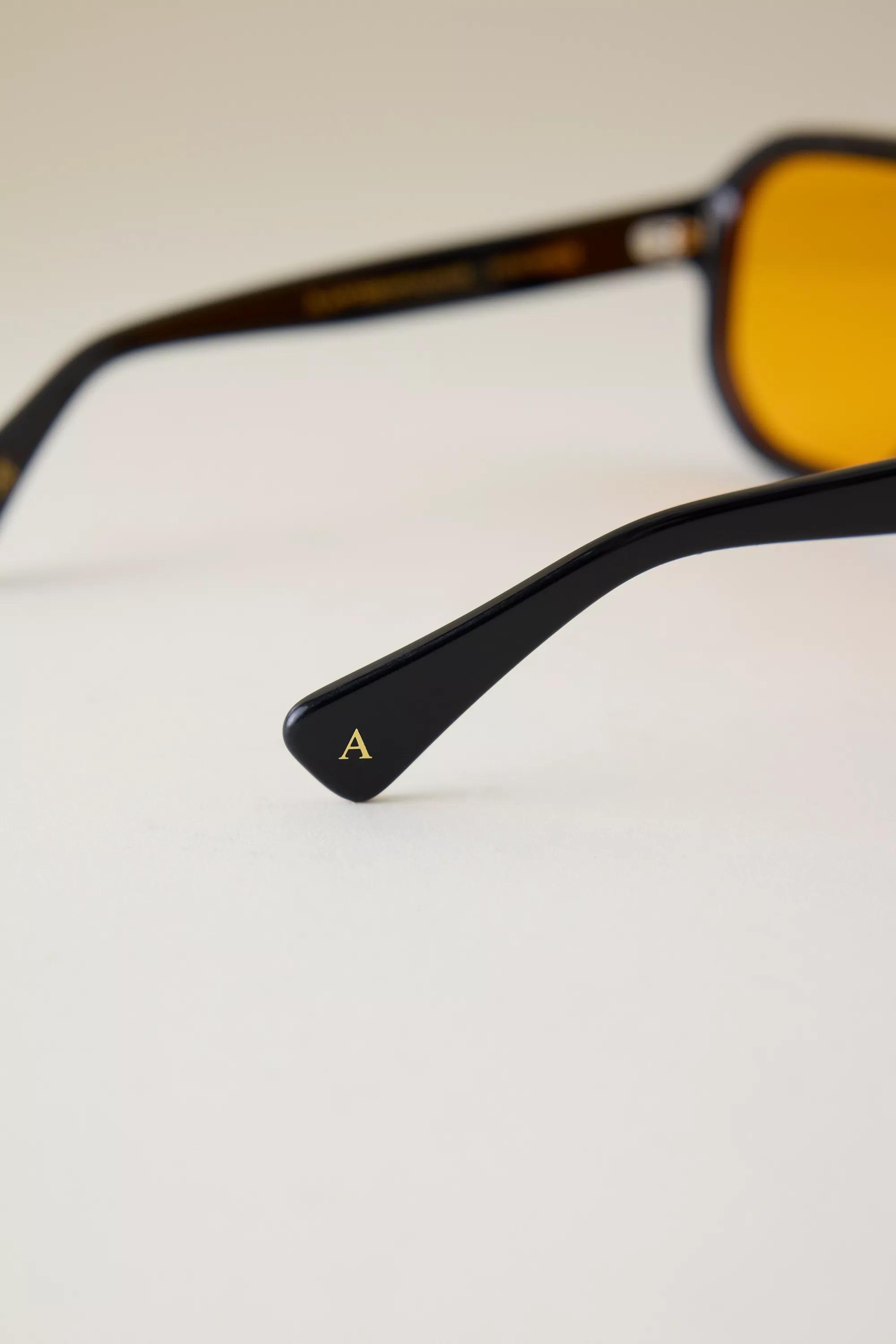 The Juno Acetate Oversized Aviator Sunglasses, Black, A501_0001, large image number 4