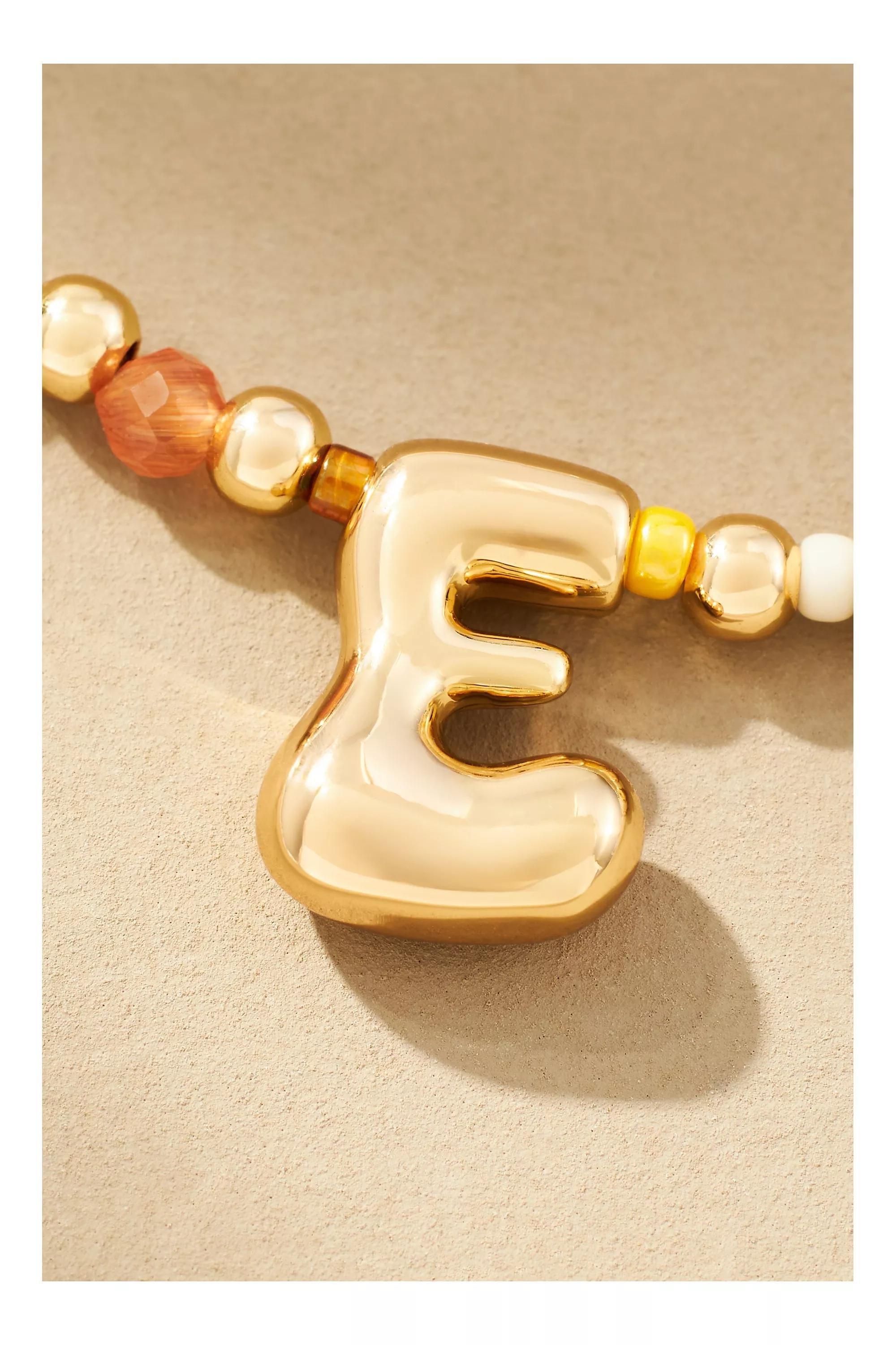 E Beaded Bubble Letter Monogram Necklace, Multicolour, A501_0905, large image number 0