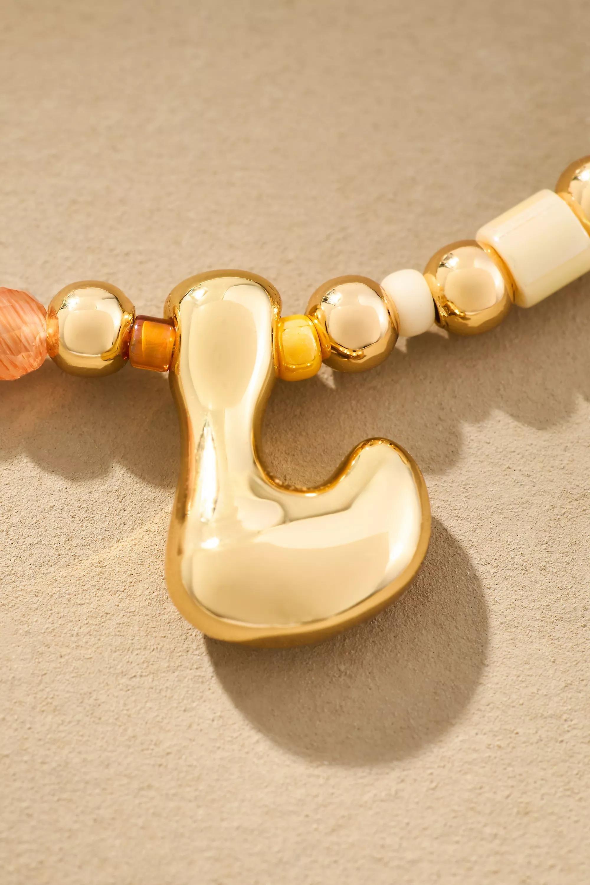 L Beaded Bubble Letter Monogram Necklace, Multicolour, A501_0912, large image number 0