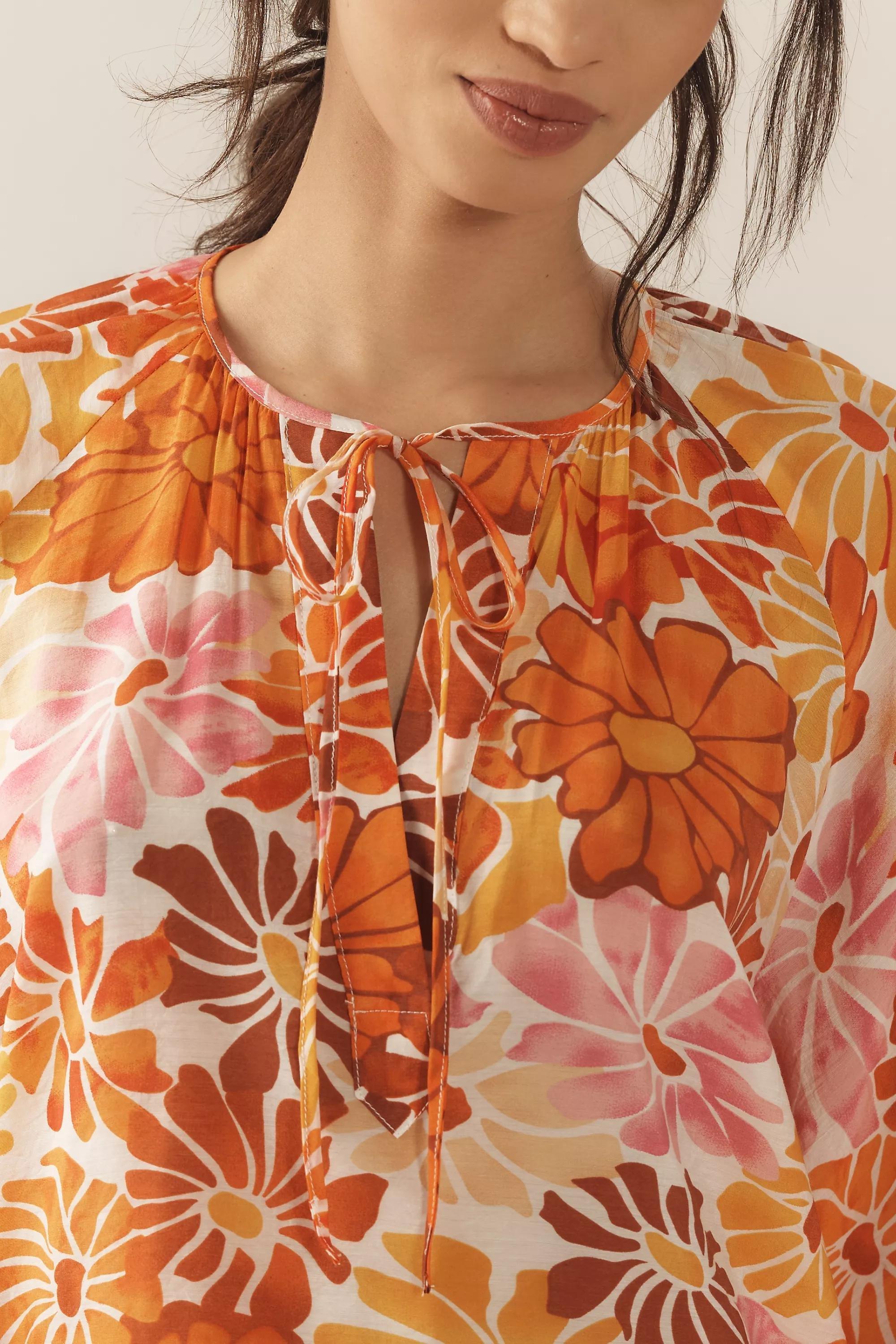 Pink Maeve Tie-Neck Printed Mini Kaftan, A501_0066, large image number 3