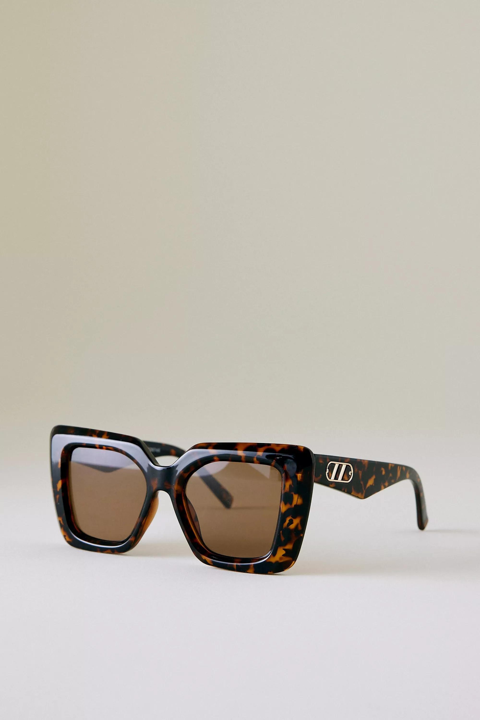 Brown Pattern Le Specs Unimaginable Square Sunglasses, , medium