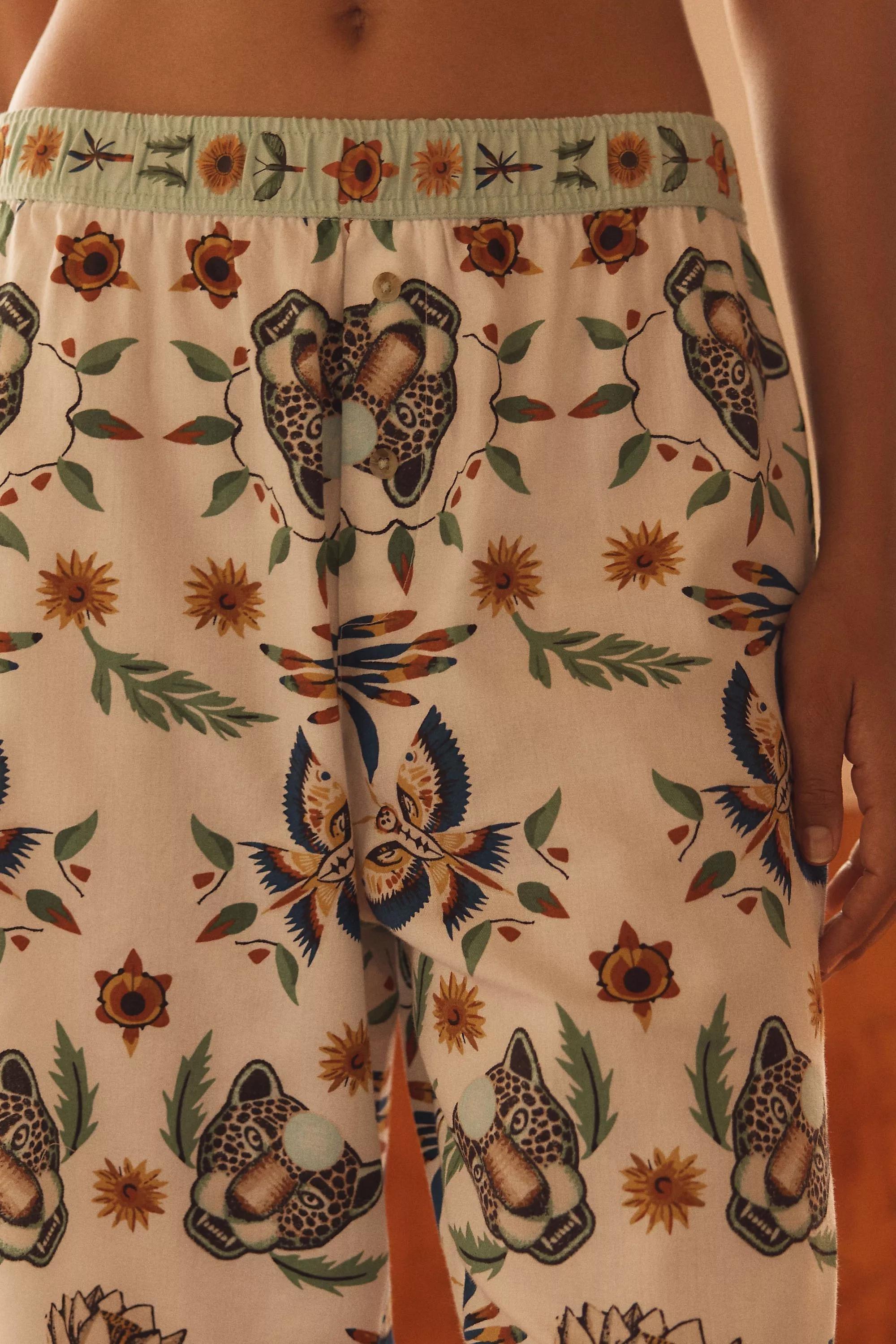 By Anthropologie Flannel Pyjama Bottoms, White, A501_0015, large image number 3