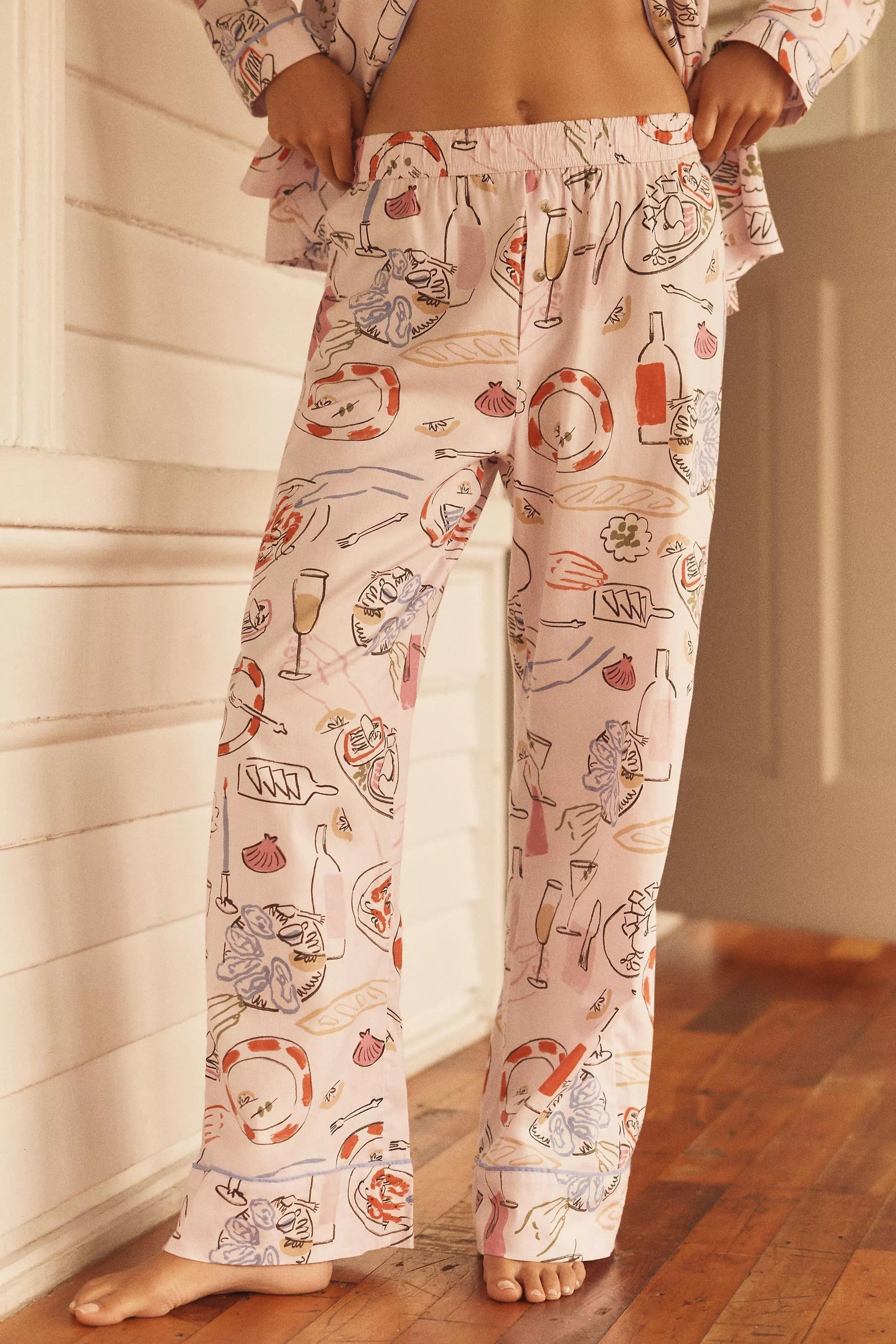 By Anthropologie Flannel Pyjama Bottoms, Pink, A501_0266, large image number 1