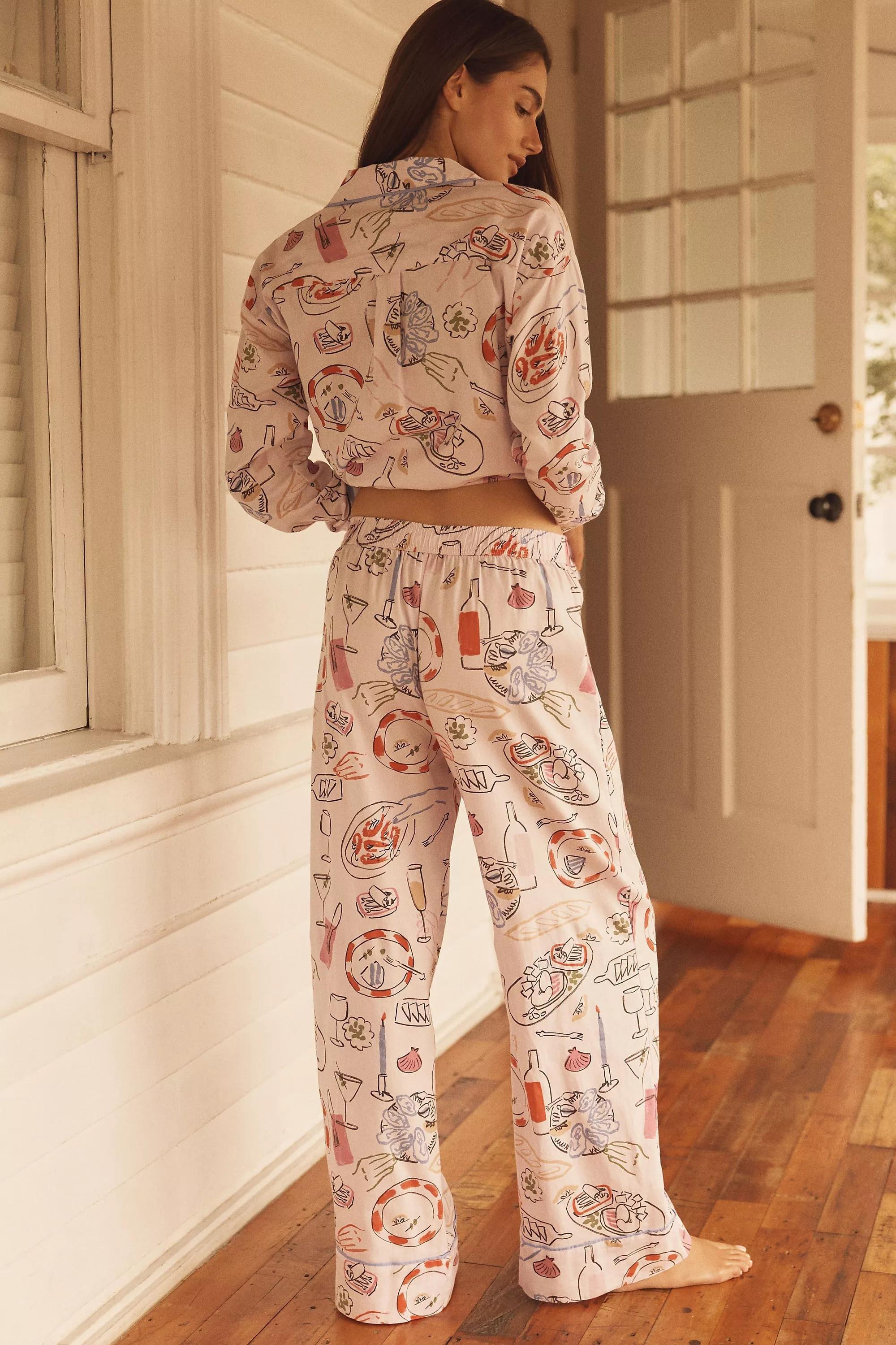 By Anthropologie Flannel Pyjama Bottoms, Pink, A501_0266, large image number 2