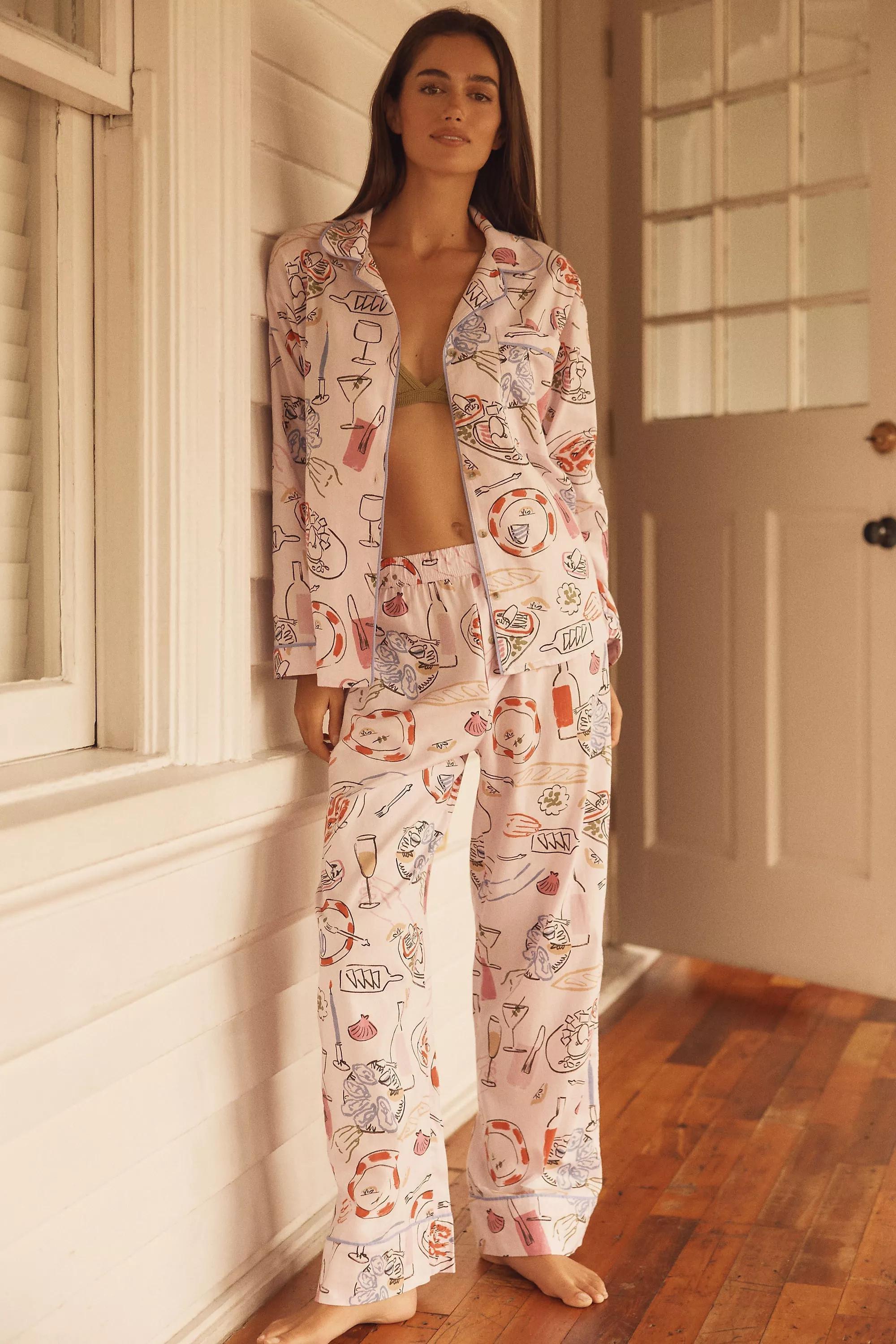 By Anthropologie Long-Sleeve Flannel Pyjama Shirt, Pink, A501_0266, large image number 2