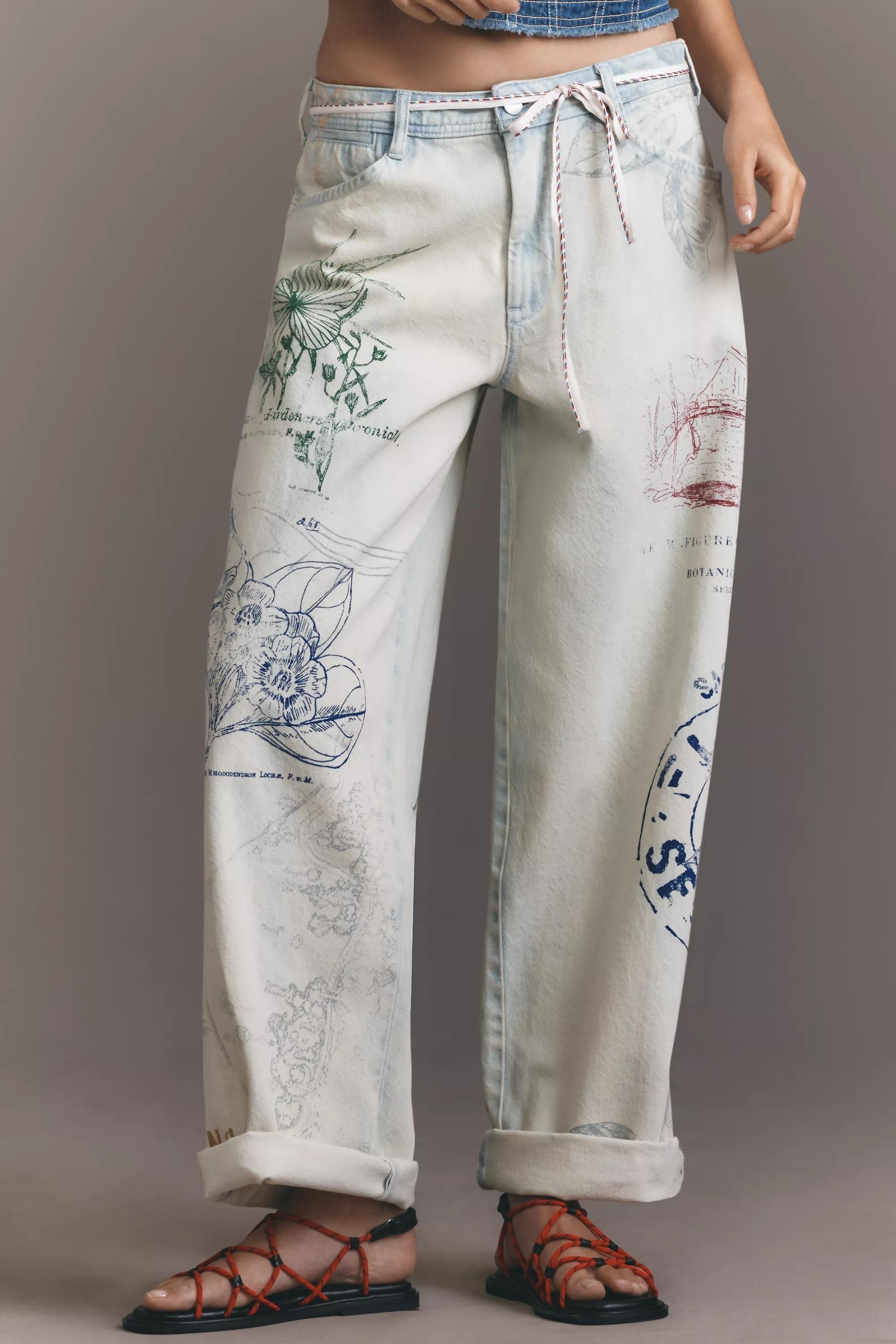 By Pilcro Mid-Rise Slouchy Wide-Leg Cuffed Jeans, White, , large image number 3