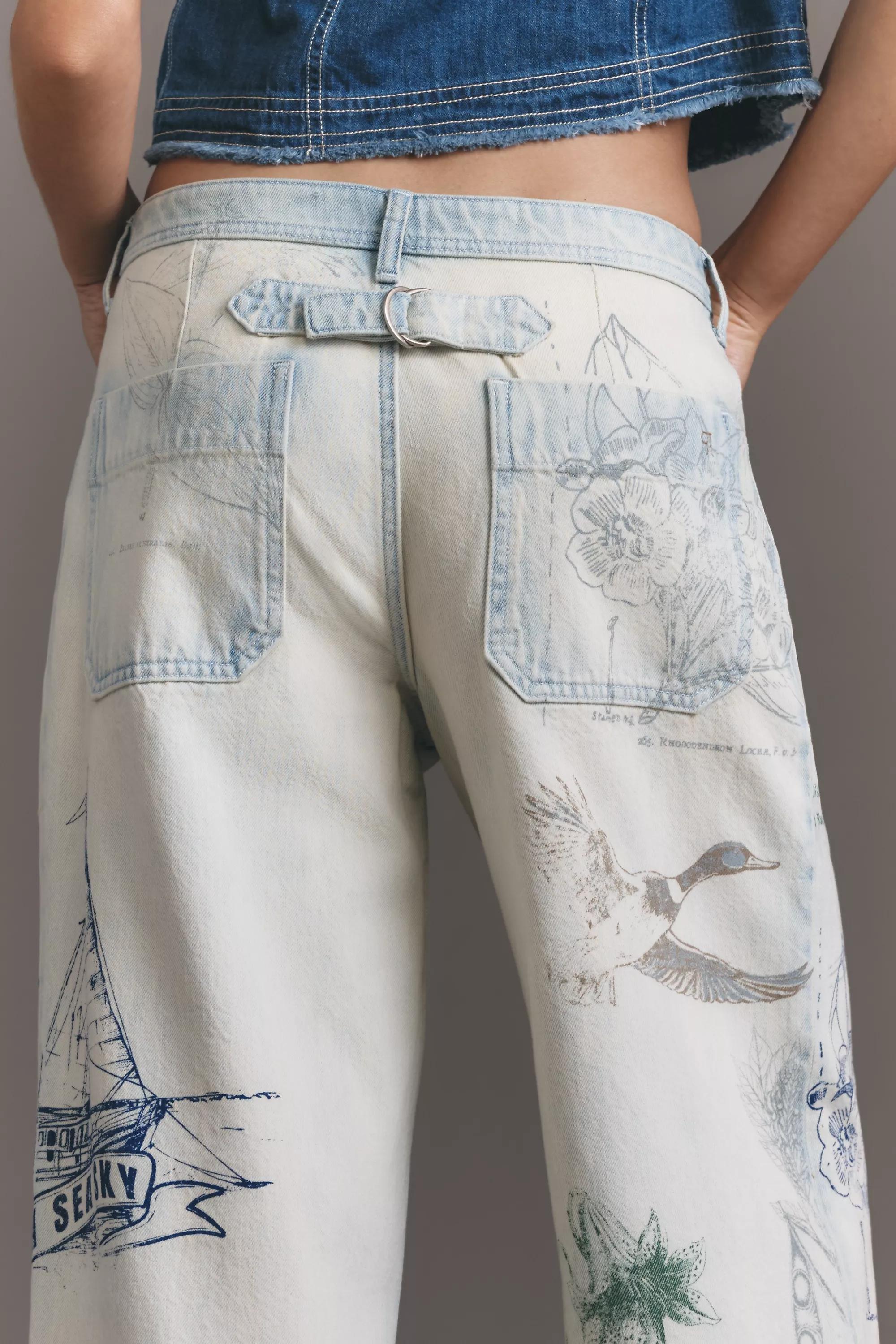 By Pilcro Mid-Rise Slouchy Wide-Leg Cuffed Jeans, White, , large image number 4