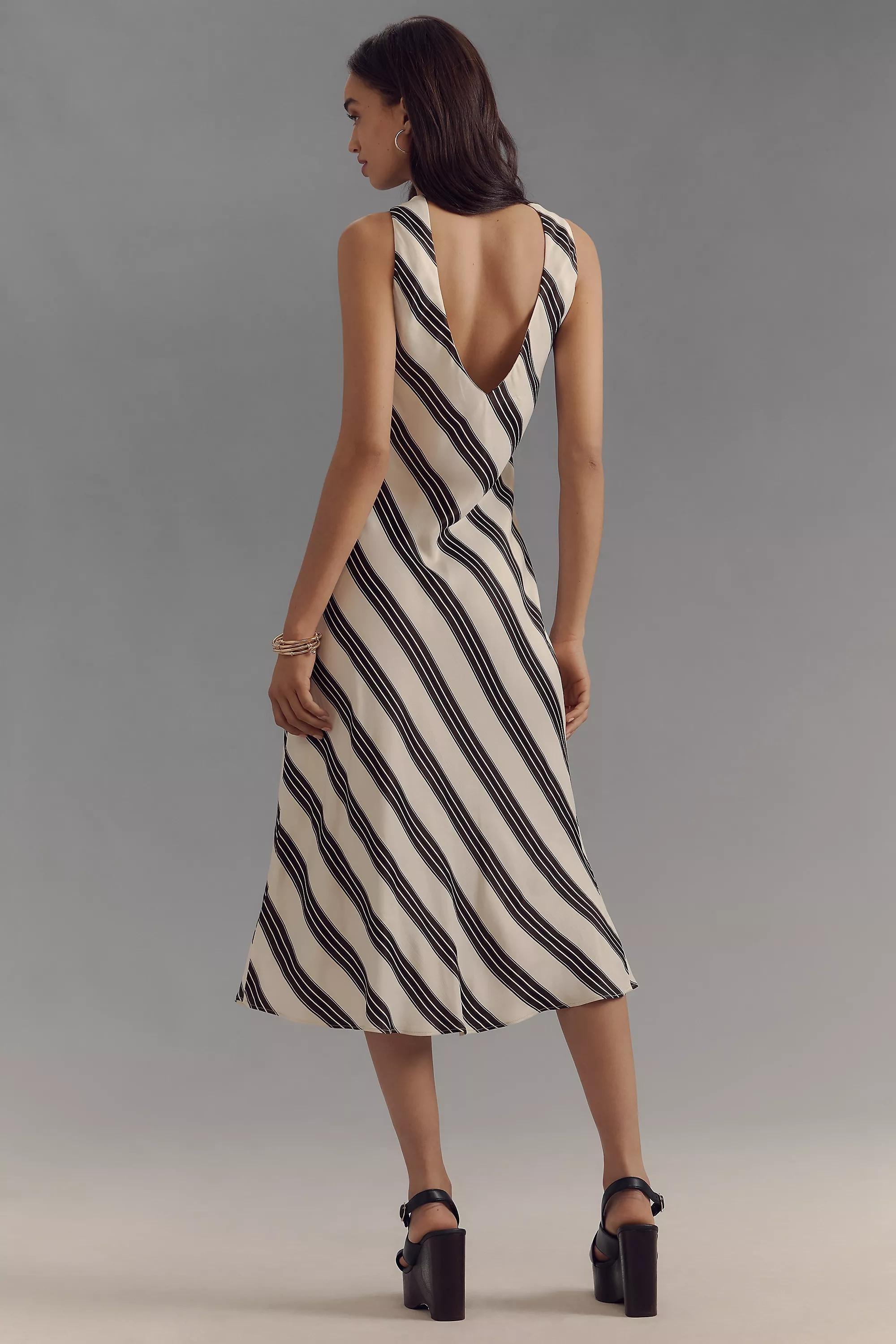 Maeve Slim Satin Midi Slip Dress, Multicolour, , large image number 2