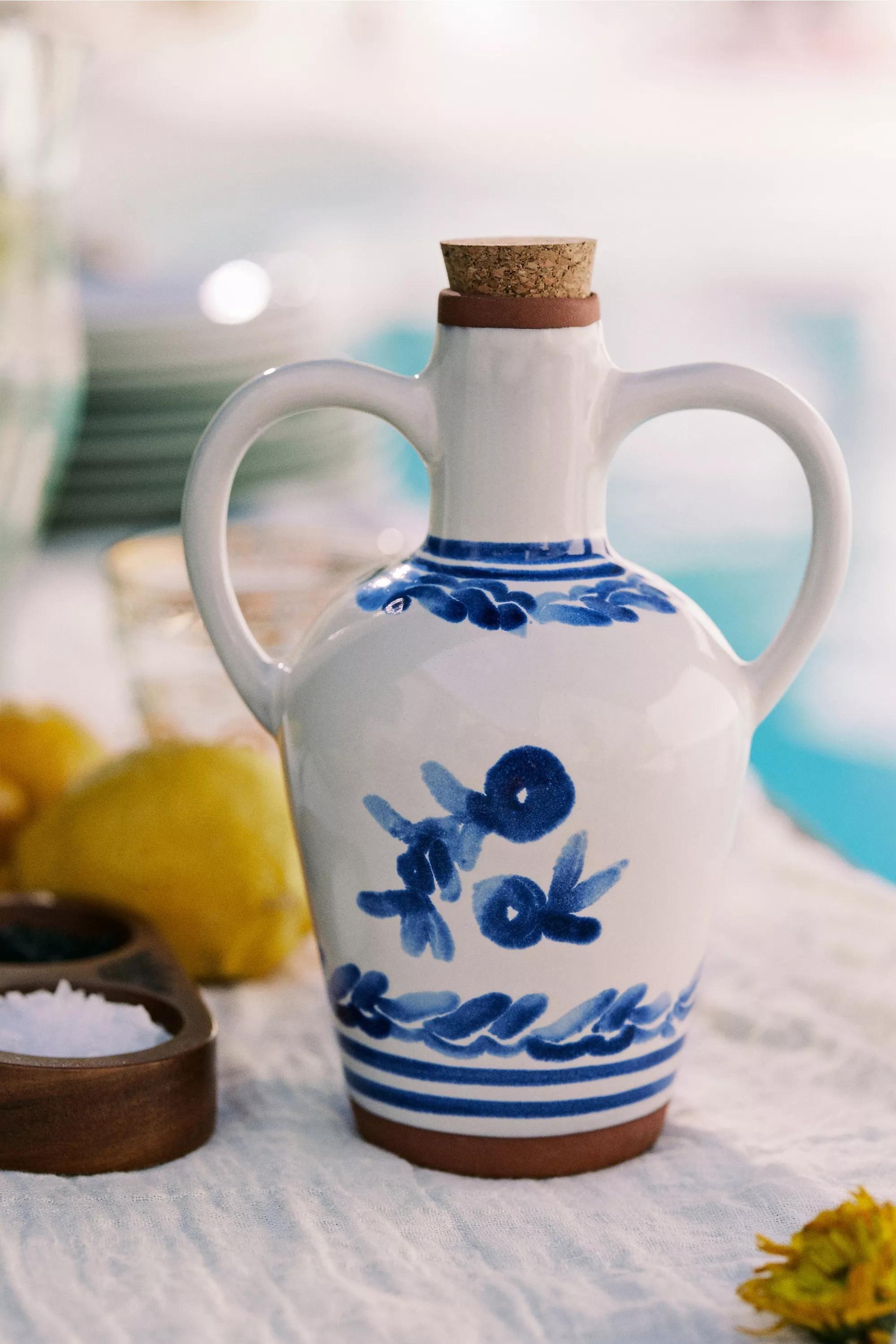 The Mediterranean Dish Terracotta Oil Cruet, Blue, A501_0040, large image number 0