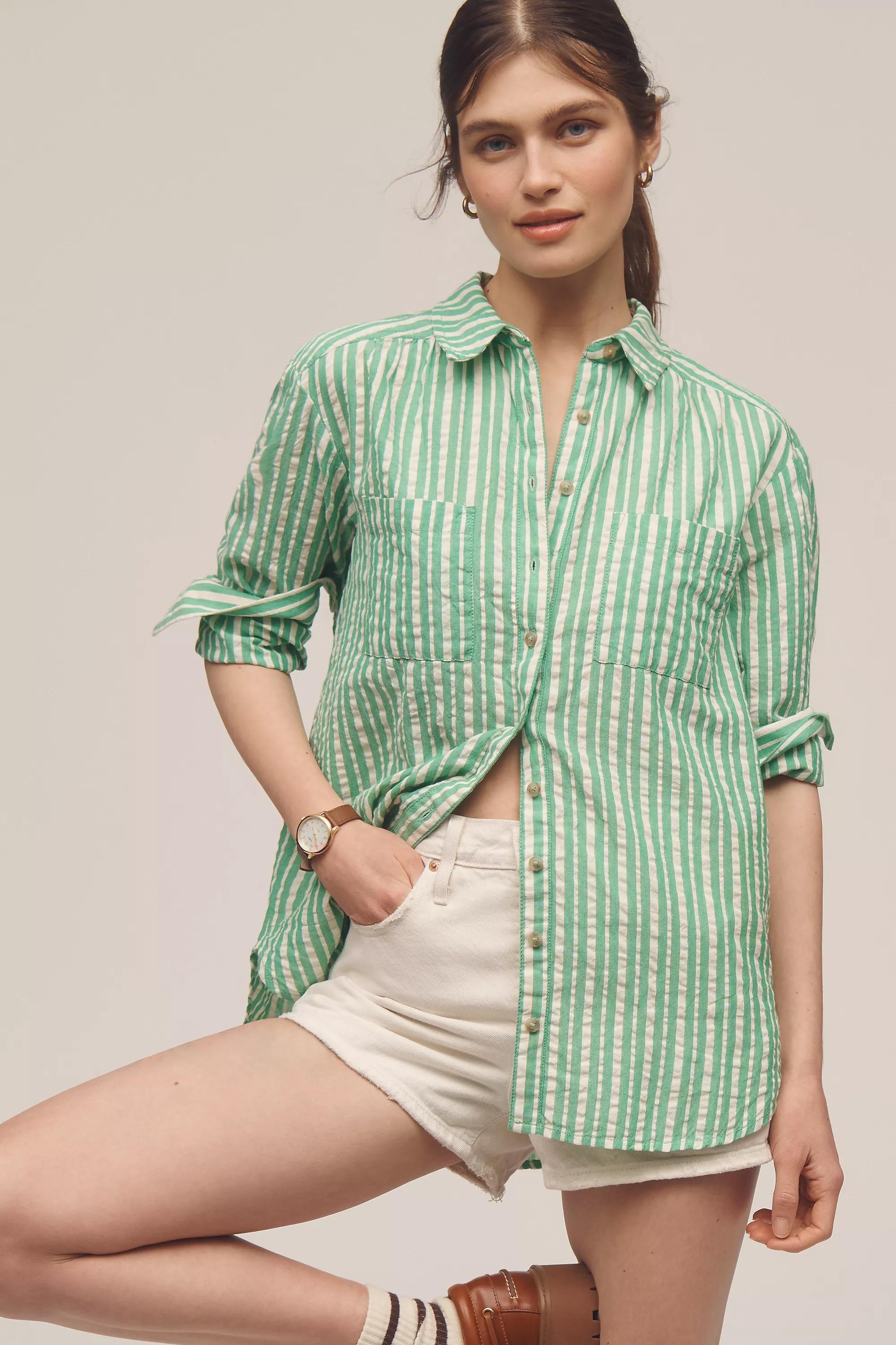 The Hadley Relaxed Button-down Shirt By Pilcro, Green, , large image number 0