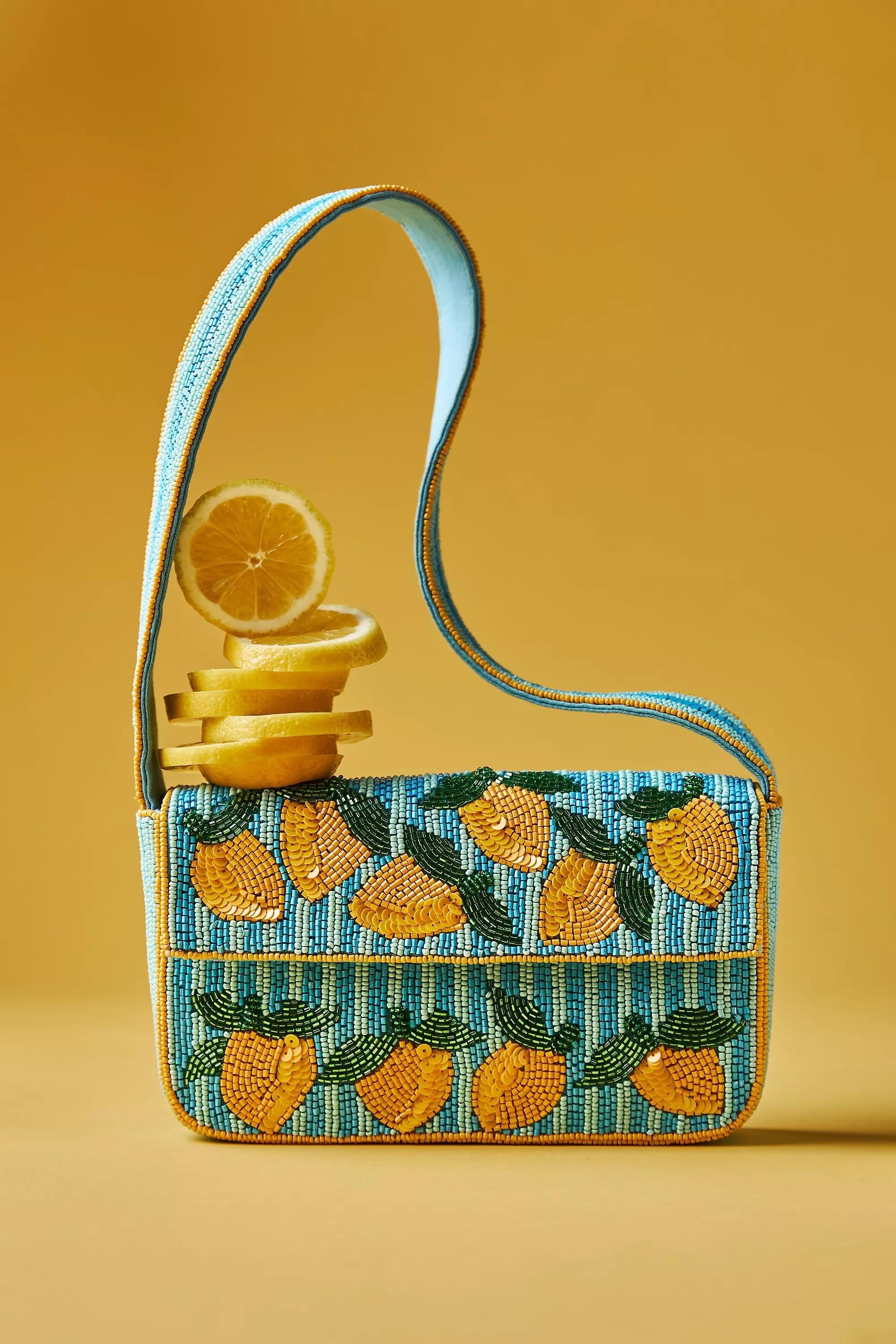 Anthropologie Embroidered Handmade Bag, Yellow, A501_0271, large image number 0