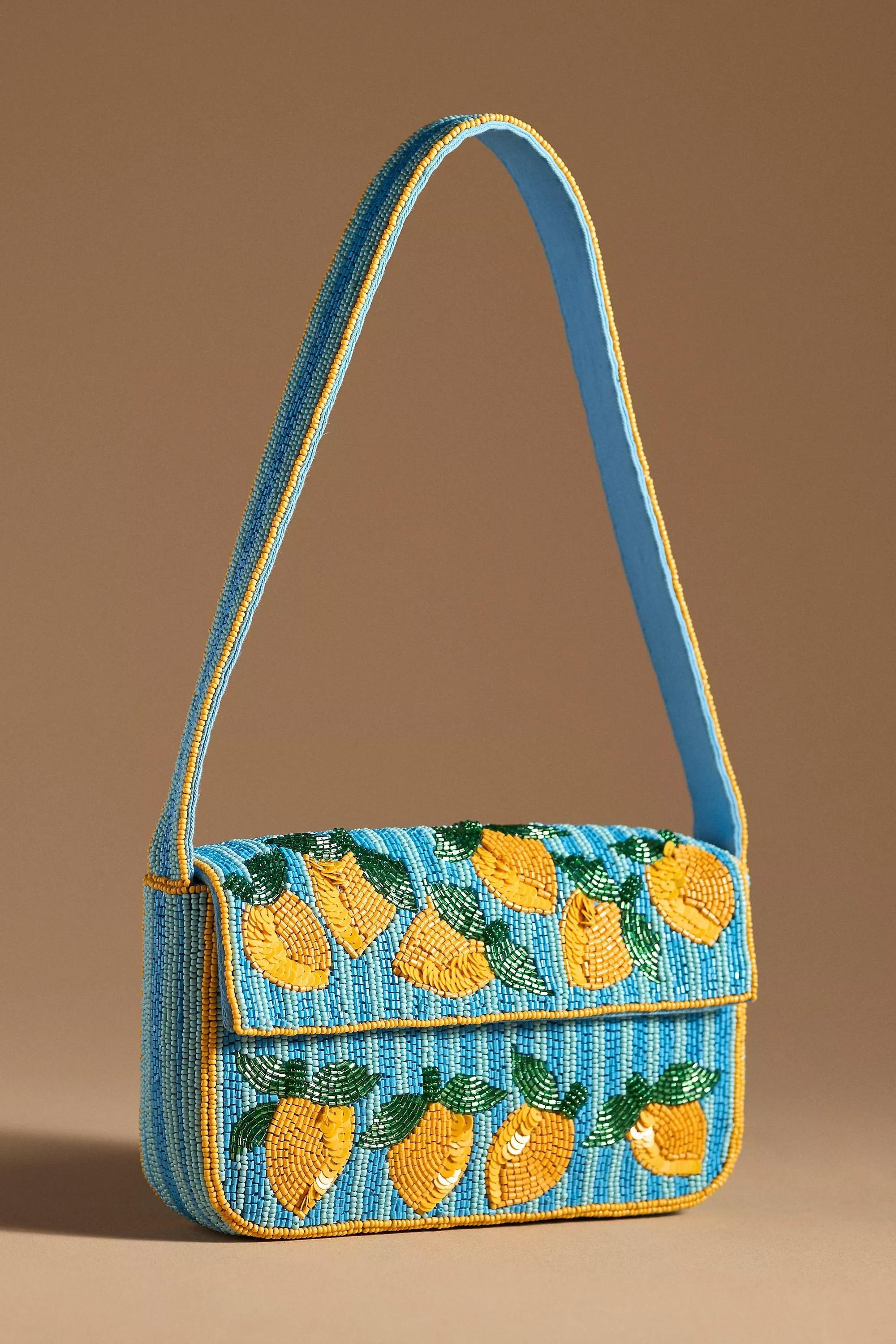 Anthropologie Embroidered Handmade Bag, Yellow, A501_0271, large image number 1