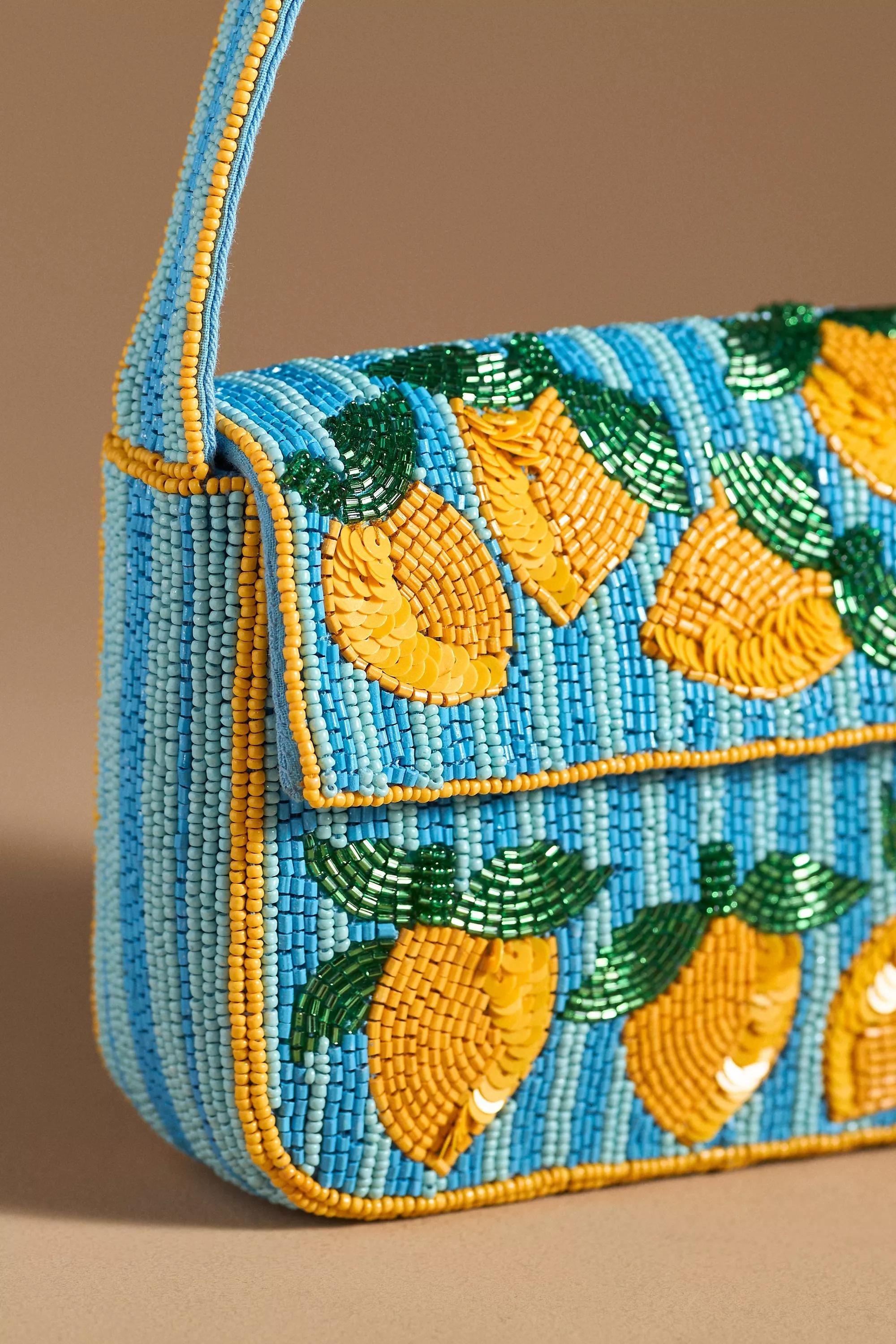 Anthropologie Embroidered Handmade Bag, Yellow, A501_0271, large image number 3
