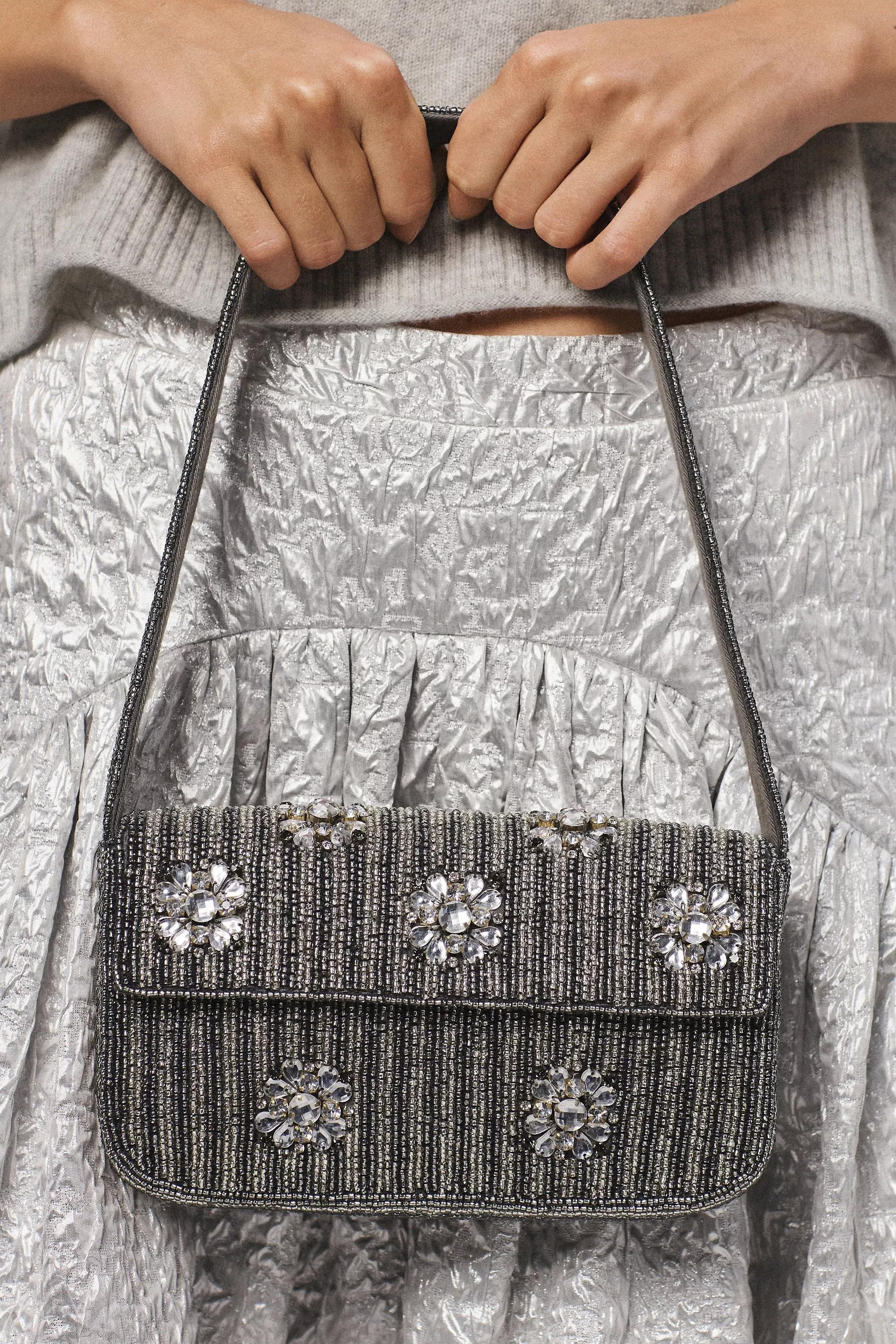 Anthropologie Embellishment Shoulder Bag, Silver, A501_0007, large image number 1