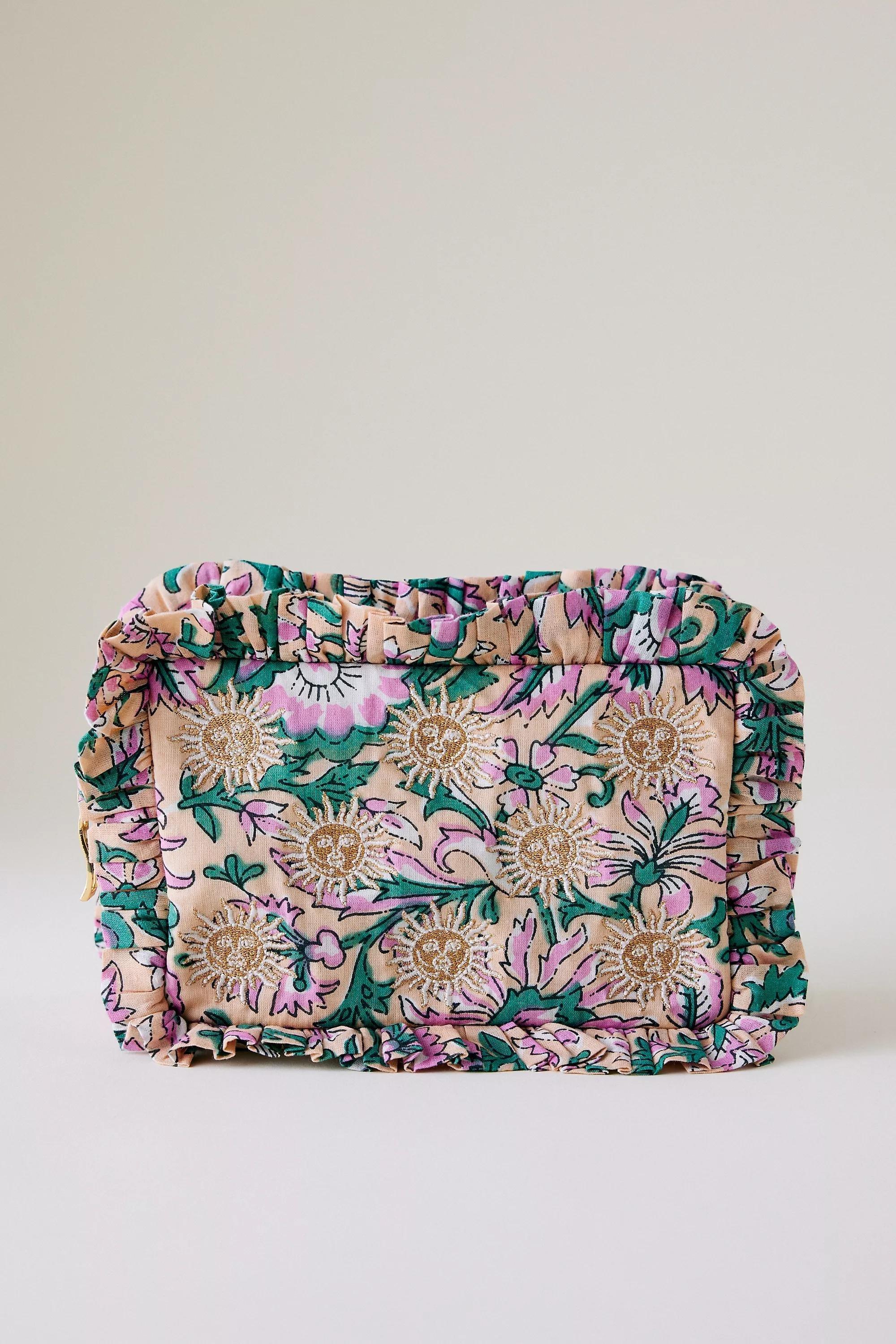 By Elizabeth Scarlett Ruffle Makeup Bag, Purple, A501_0055, large image number 1