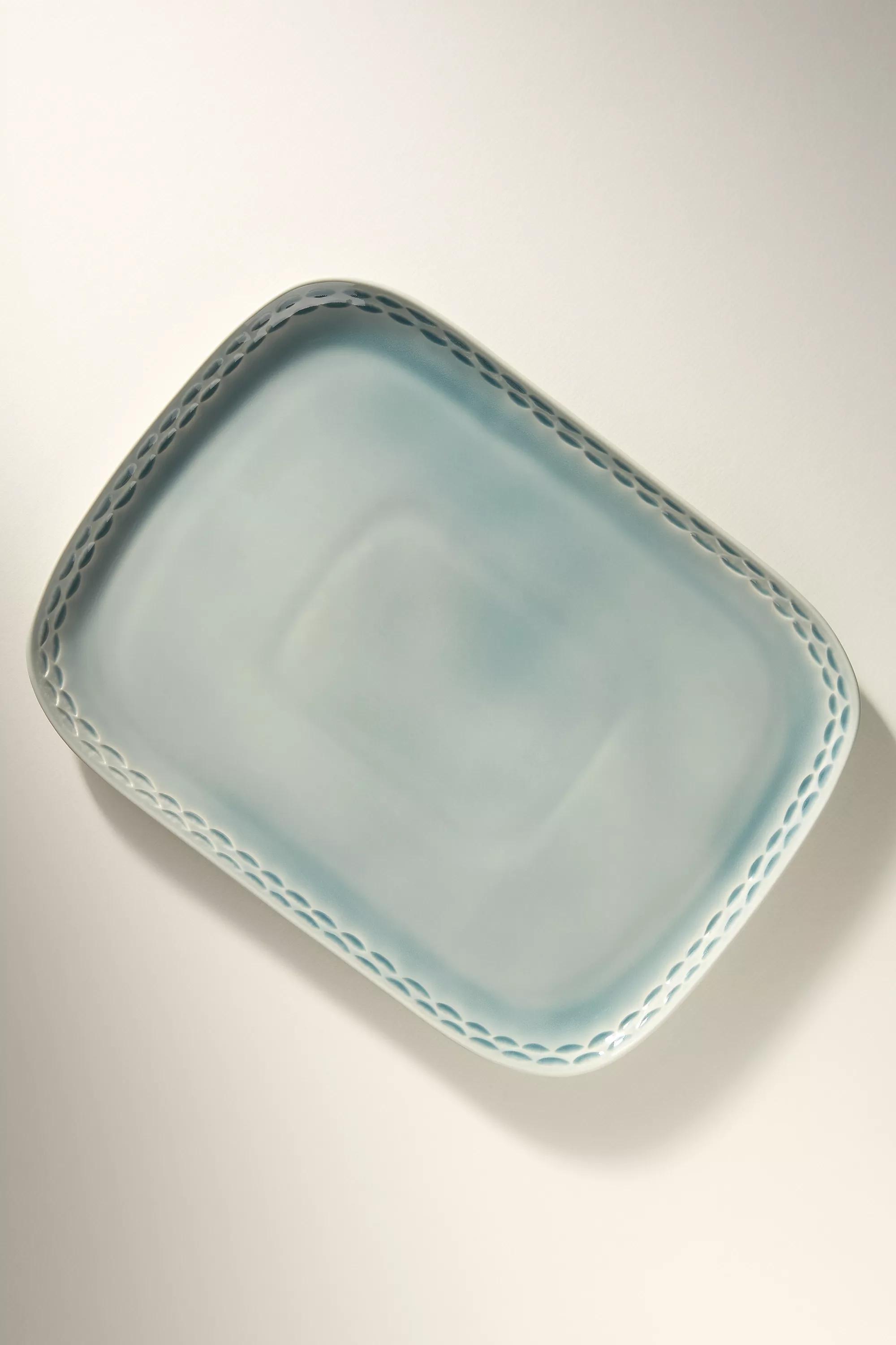 The Mediterranean Dish Chiselled Stoneware Platter, Blue, A501_0099, medium