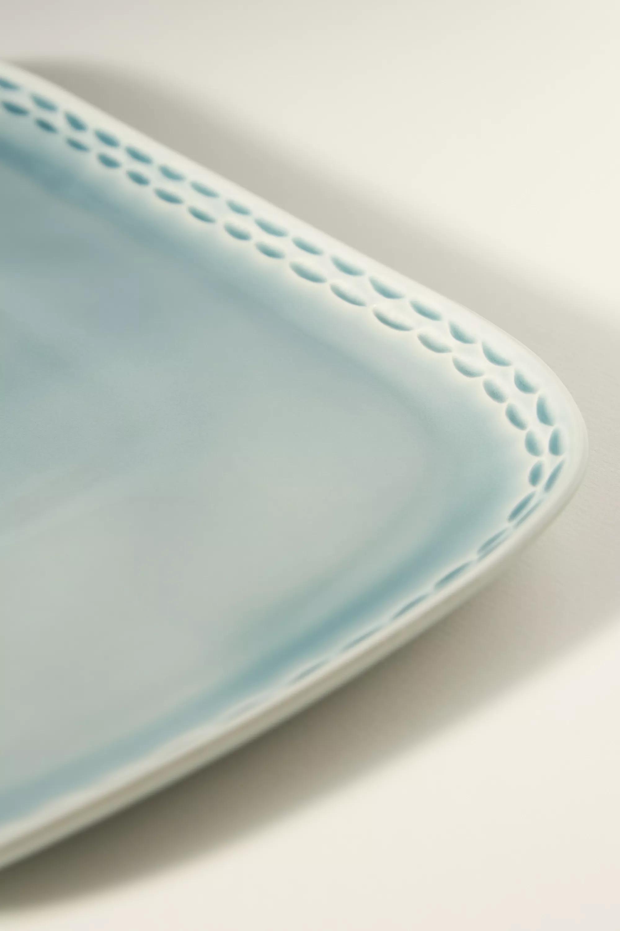 The Mediterranean Dish Chiselled Stoneware Platter, Blue, A501_0099, medium