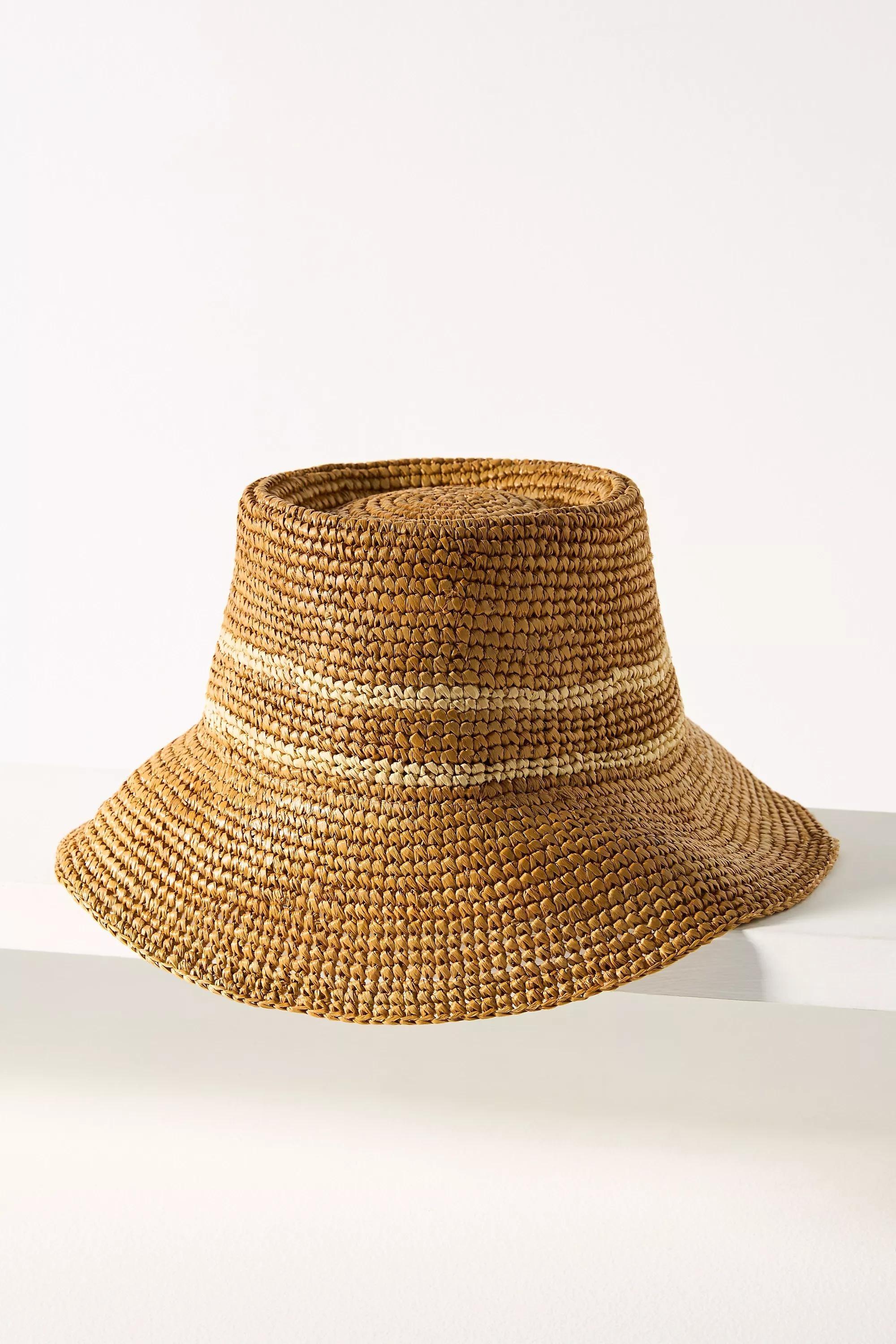 Wyeth Raffia Straw Bucket Hat, Brown, A501_0020, large image number 0
