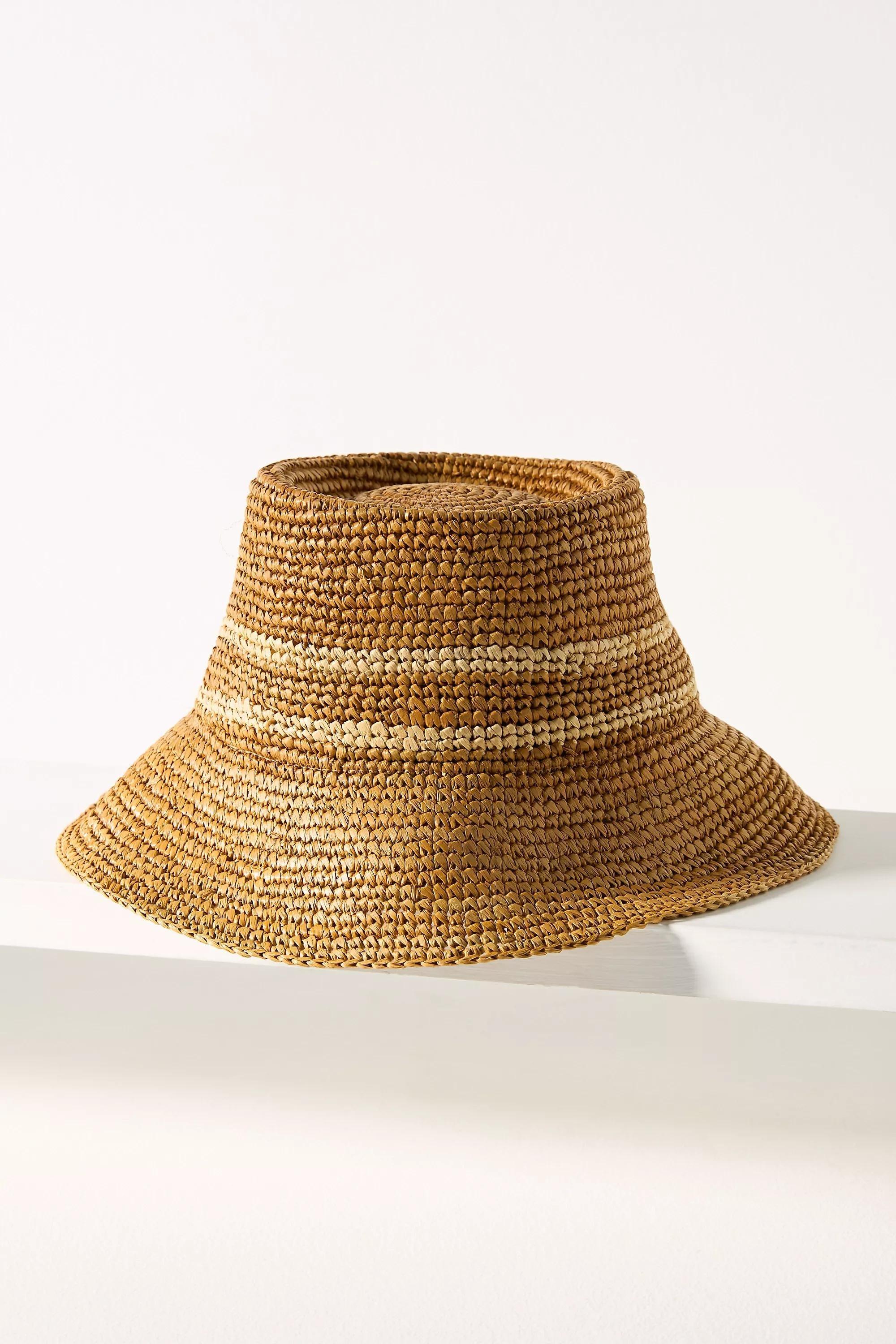 Wyeth Raffia Straw Bucket Hat, Brown, A501_0020, large image number 1