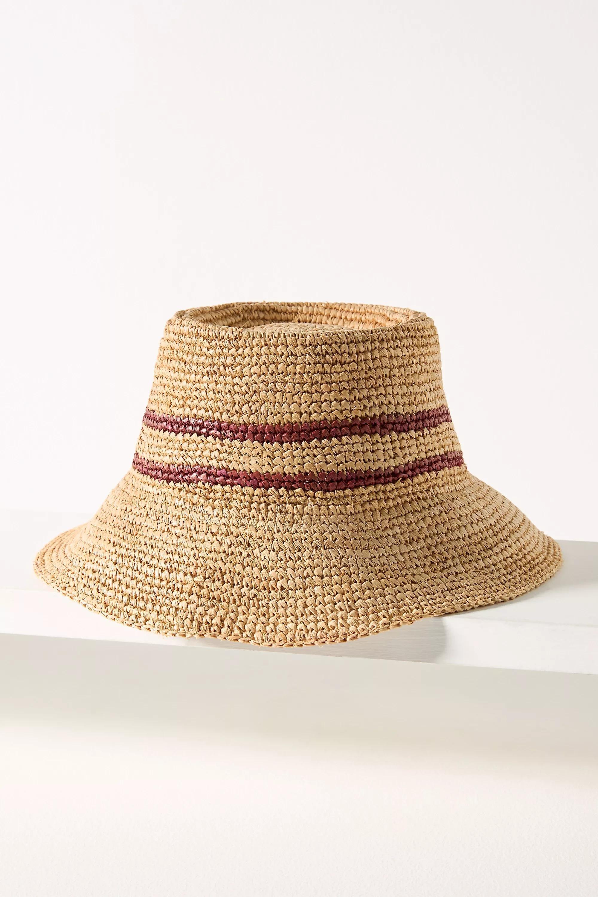 Wyeth Raffia Straw Bucket Hat, White, A501_0222, large image number 1