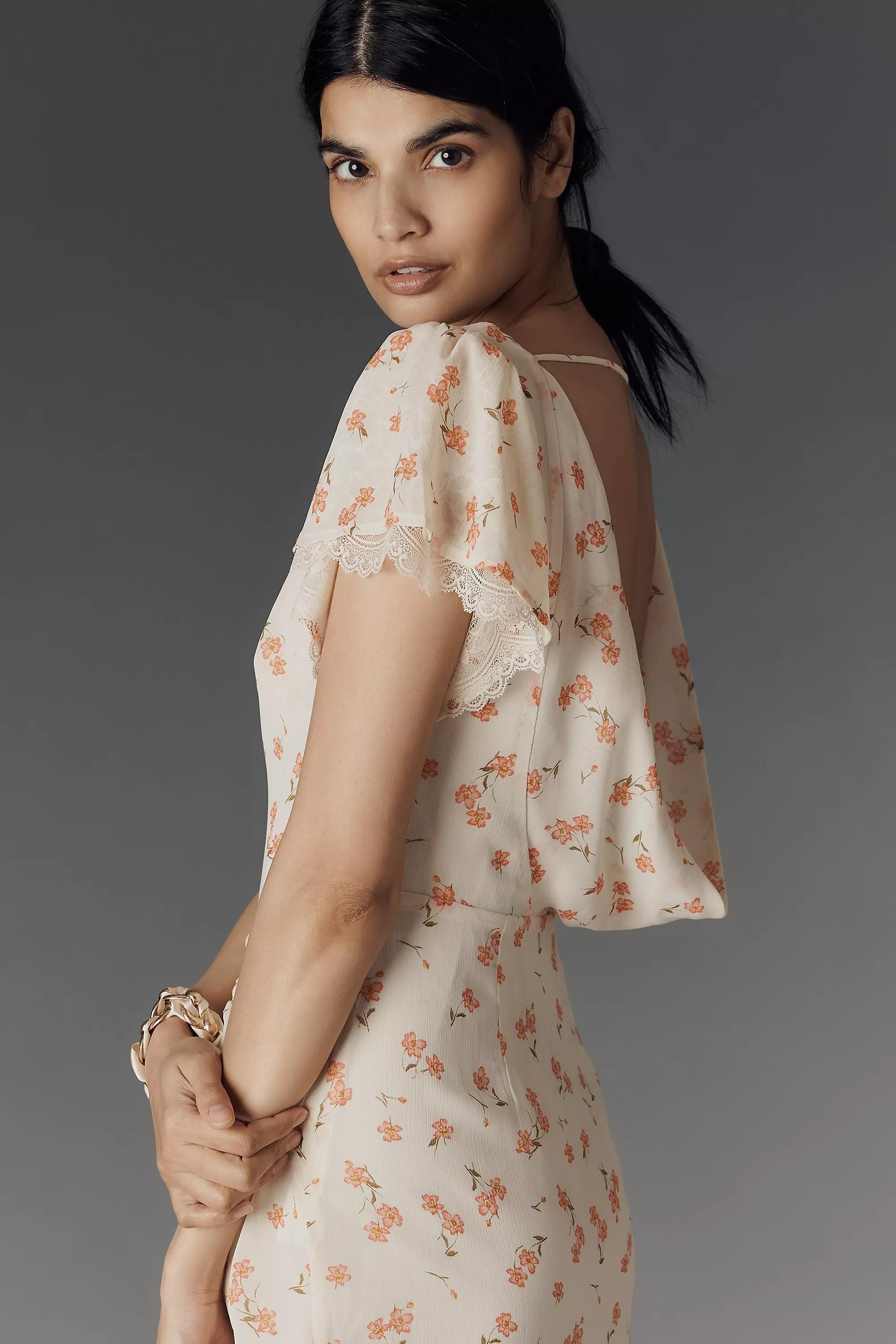 Anthropologie Floral Asymmetric Maxi Dress, , large image number 1