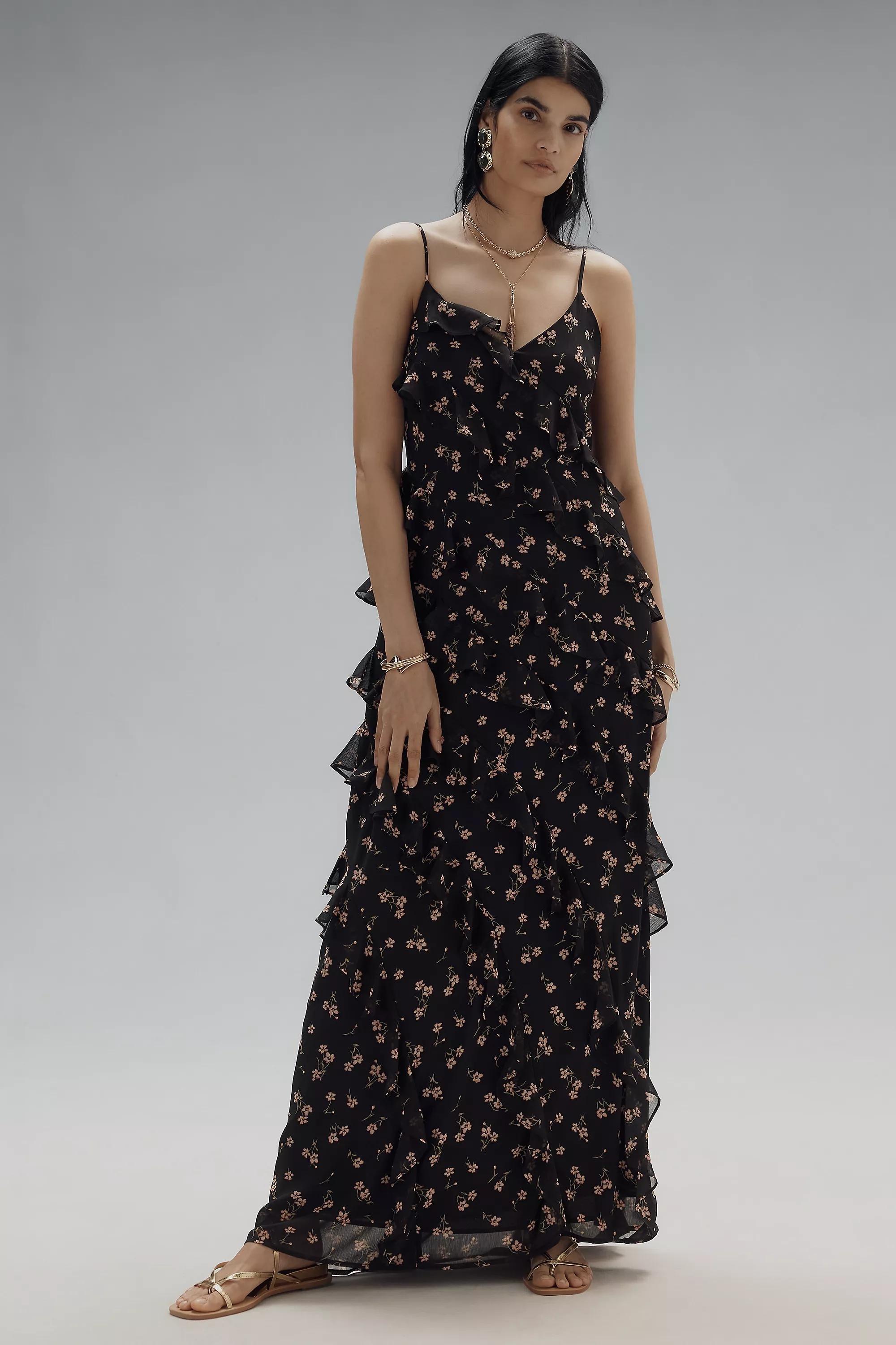 Anthropologie Floral Ruched Maxi Dress, , large image number 1