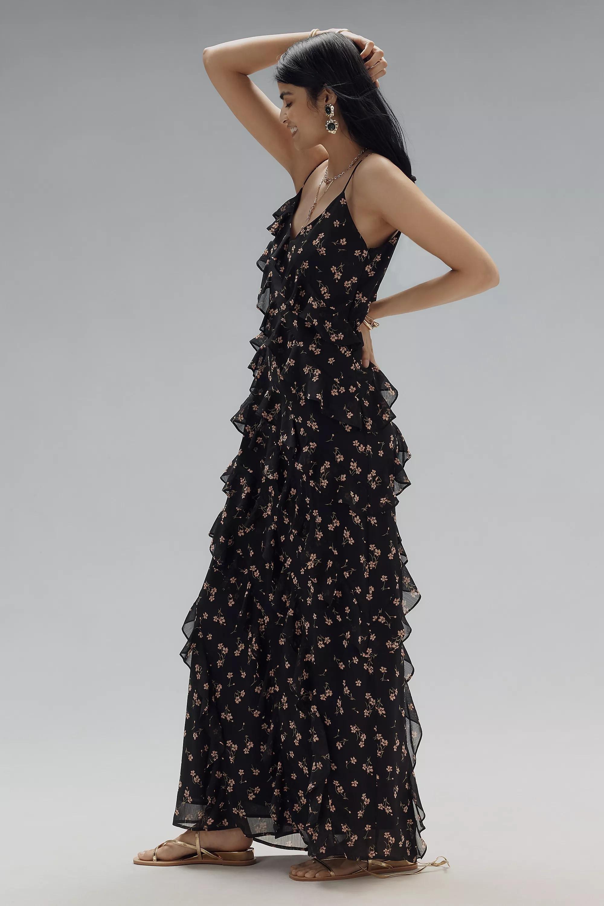 Anthropologie Floral Ruched Maxi Dress, , large image number 2