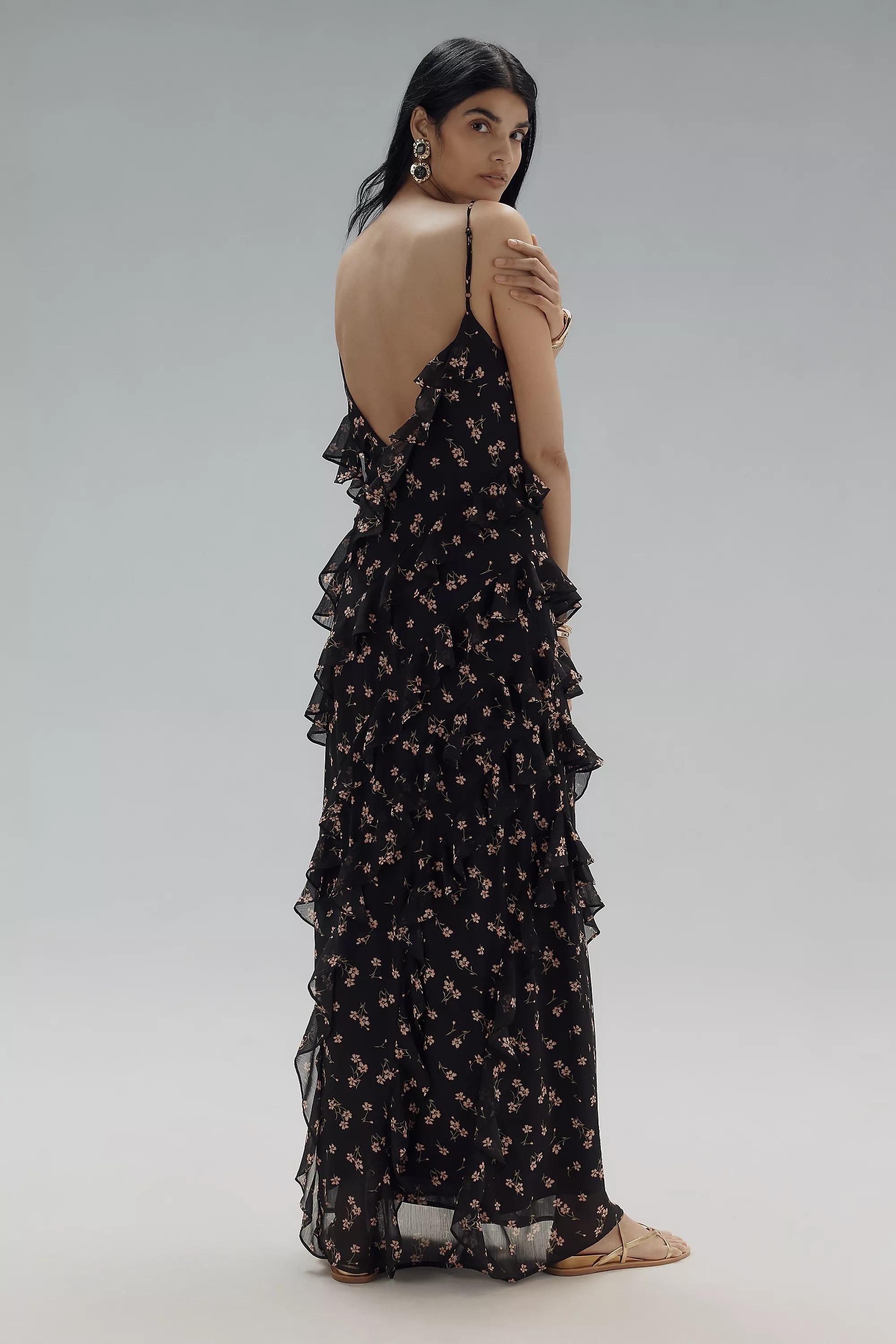 Anthropologie Floral Ruched Maxi Dress, , large image number 3
