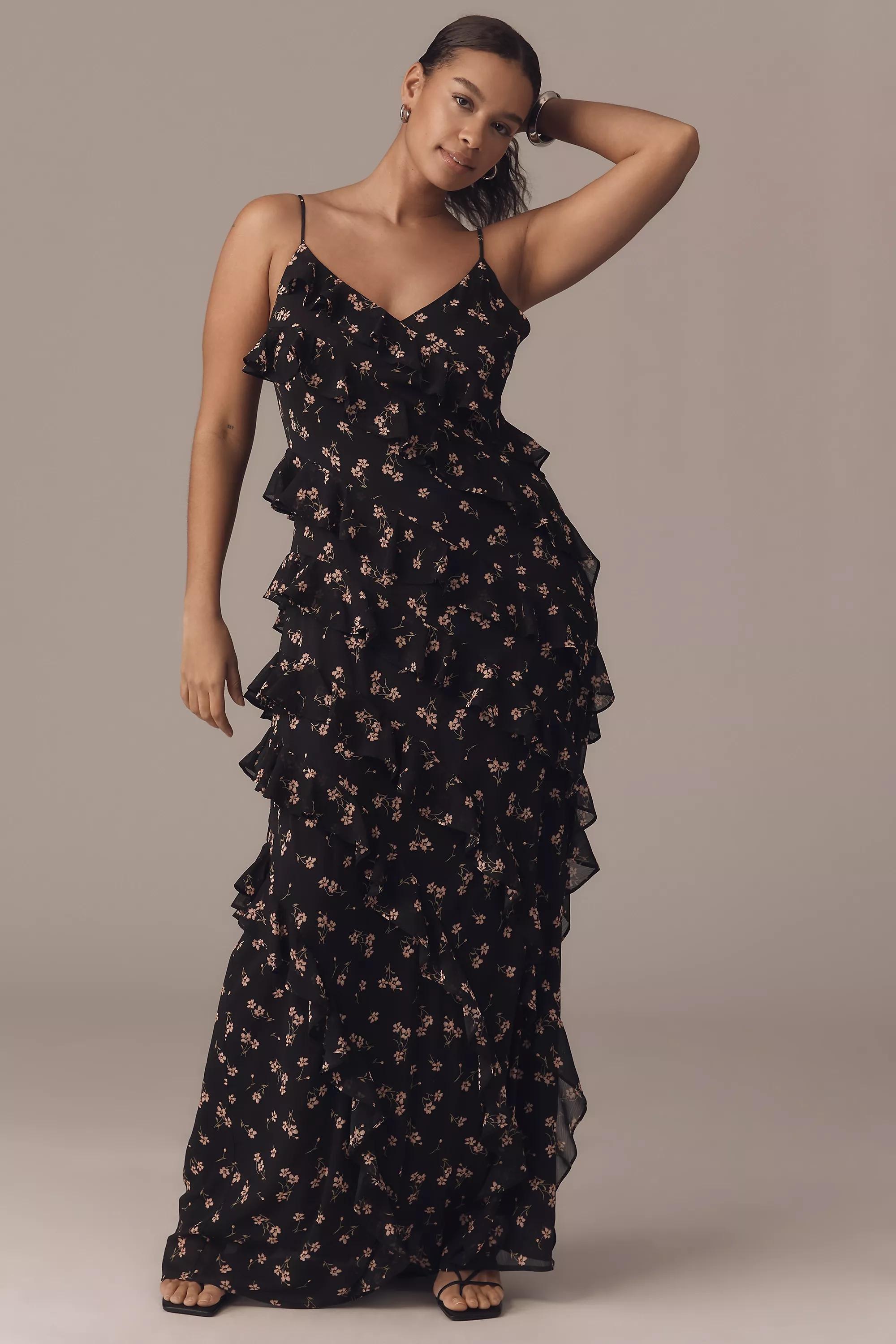 Anthropologie Floral Ruched Maxi Dress, , large image number 4