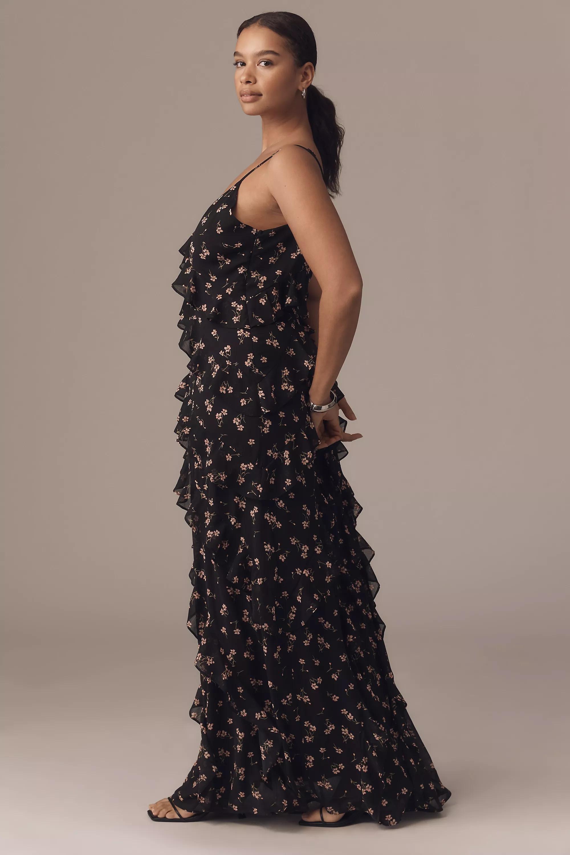 Anthropologie Floral Ruched Maxi Dress, , large image number 5