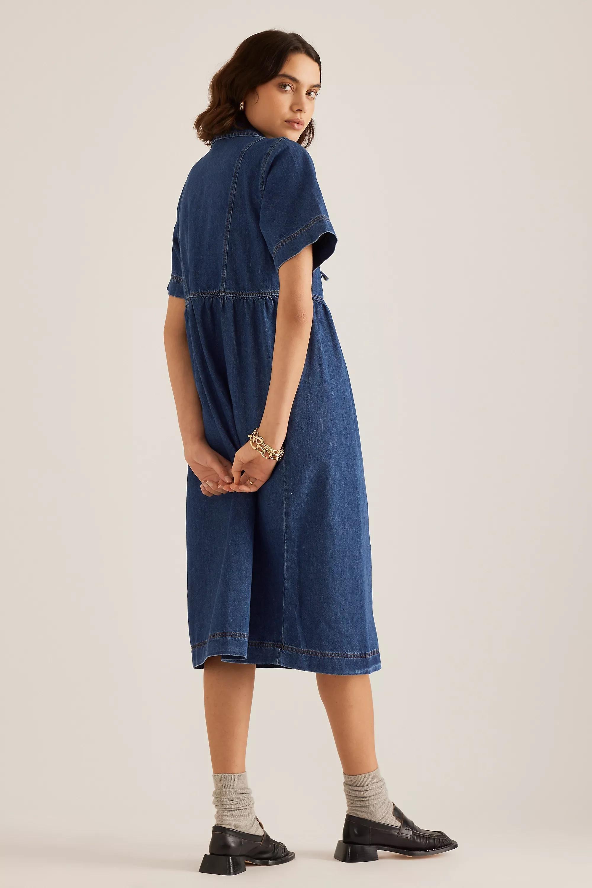 Anthropologie Applique Shirt Dress, Denim, , large image number 1