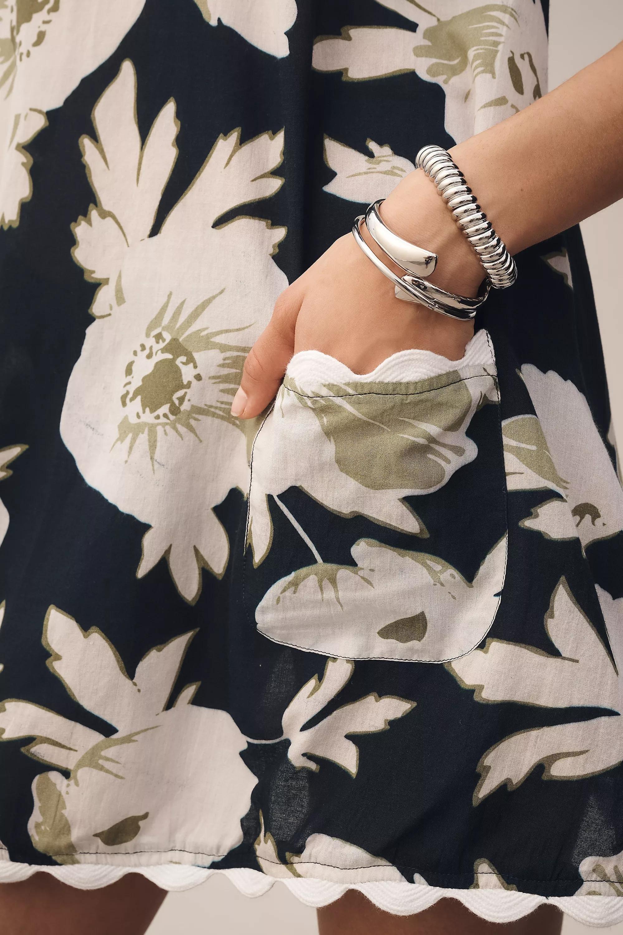Anthropologie Floral Slip Bohemian Mini, Navy, A501_0041, large image number 2
