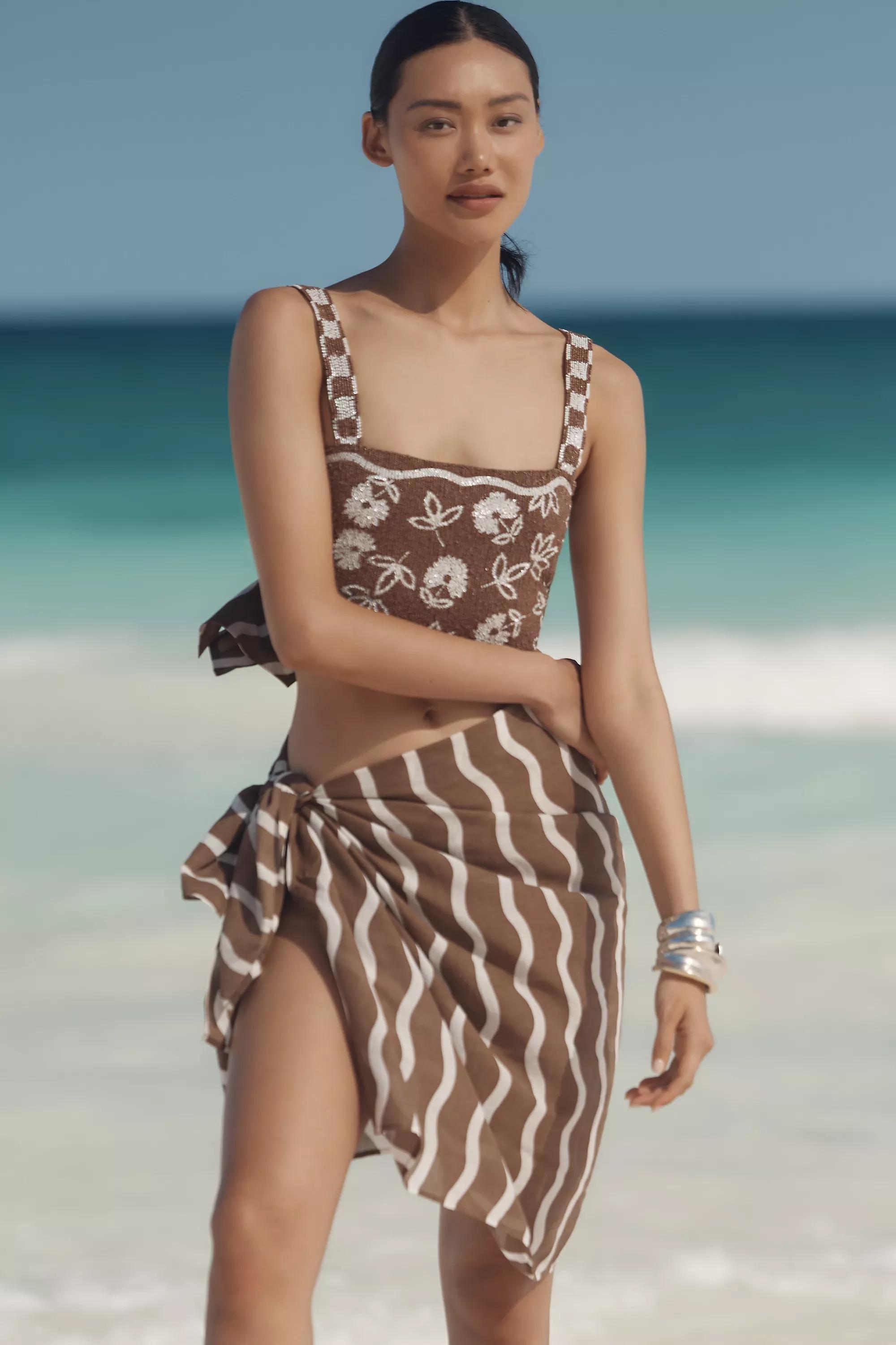 BROWN Celandine Fiona Printed Sarong, , medium