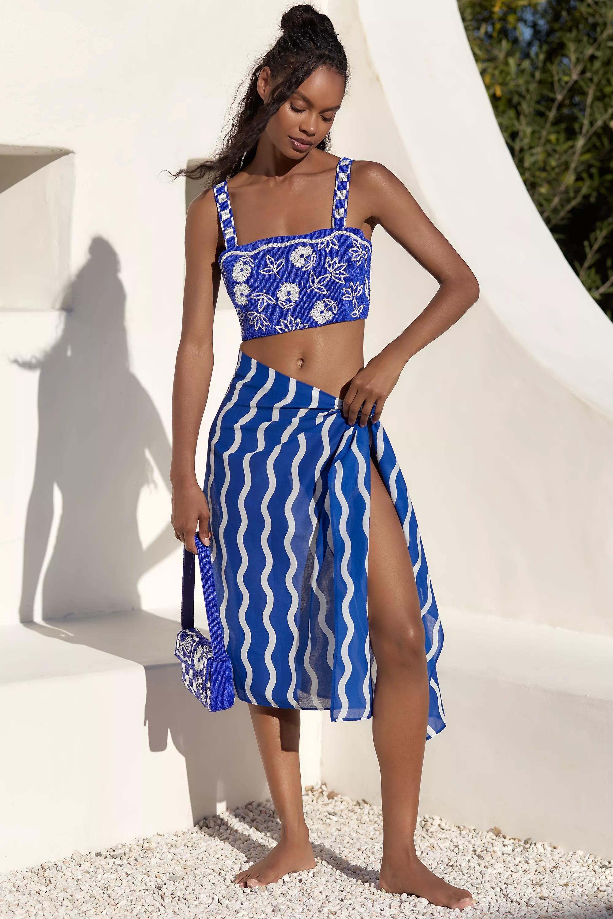 BLUE Celandine Fiona Printed Sarong, A501_0040, large image number 2