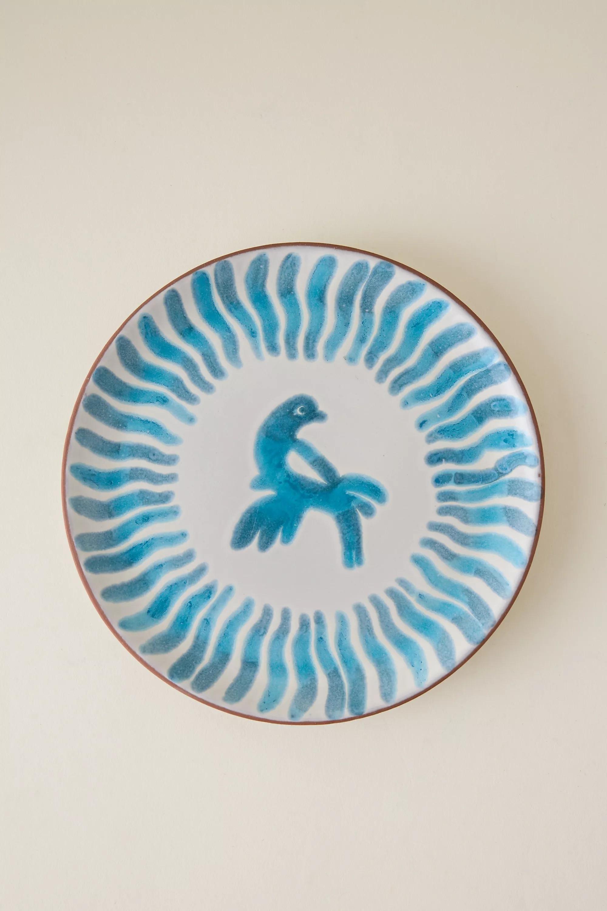 The Mediterranean Dish Glazed Terracotta Mezze Plate, Blue, A501_0046, large image number 0