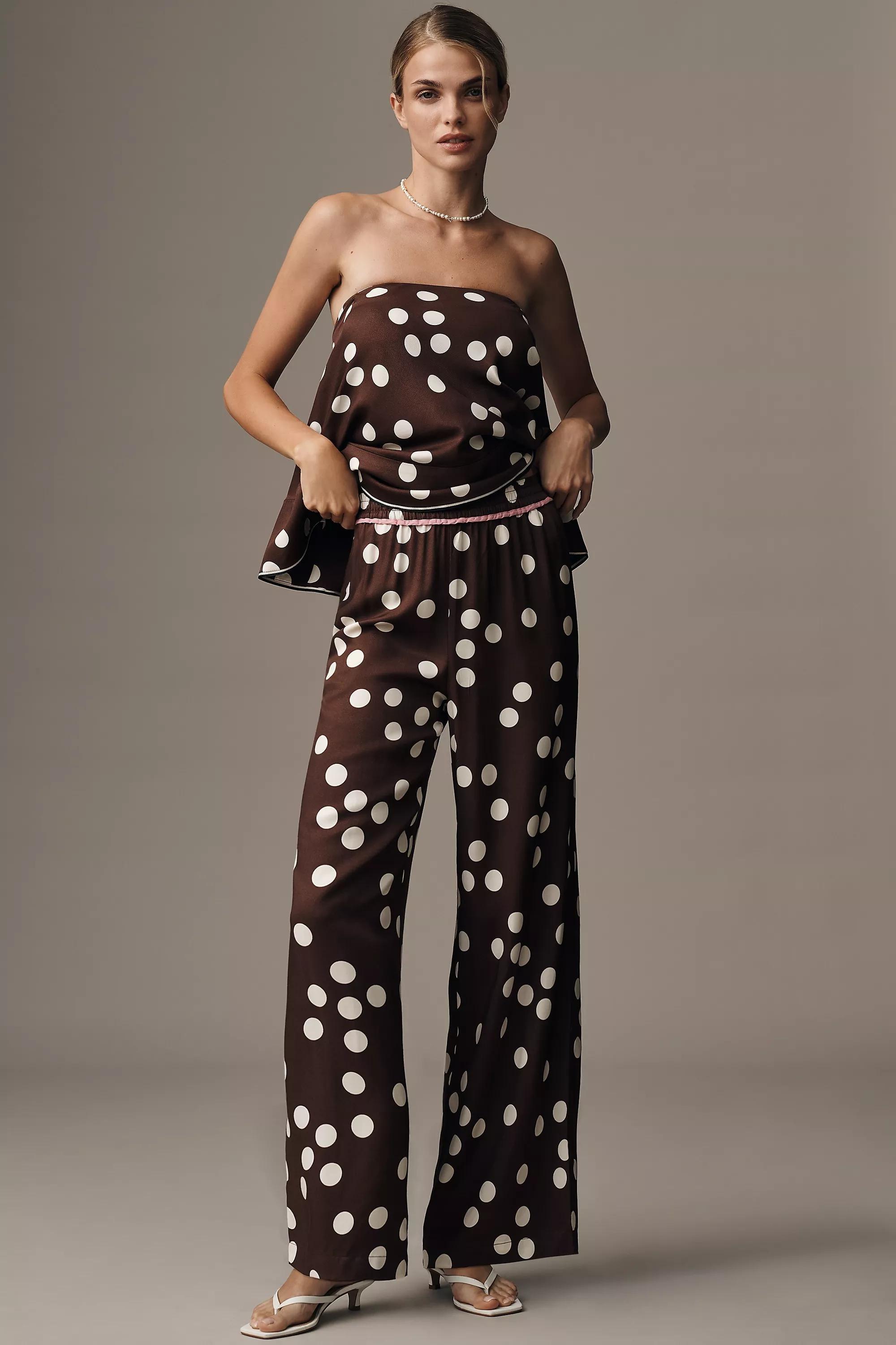 By Maeve Low-Slung Printed Wide-Leg Trousers, Brown, A501_0020, medium