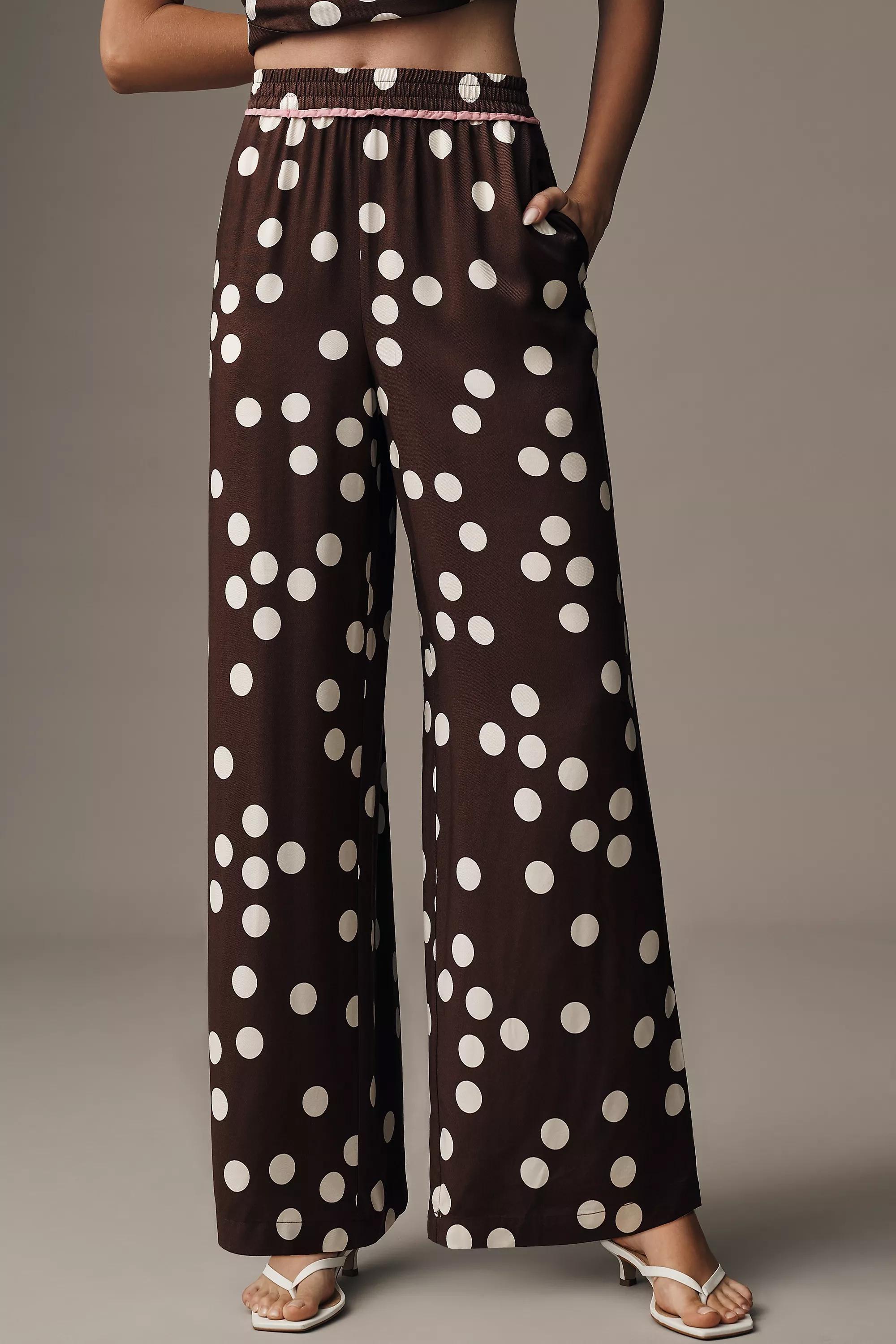 By Maeve Low-Slung Printed Wide-Leg Trousers, Brown, A501_0020, large image number 1