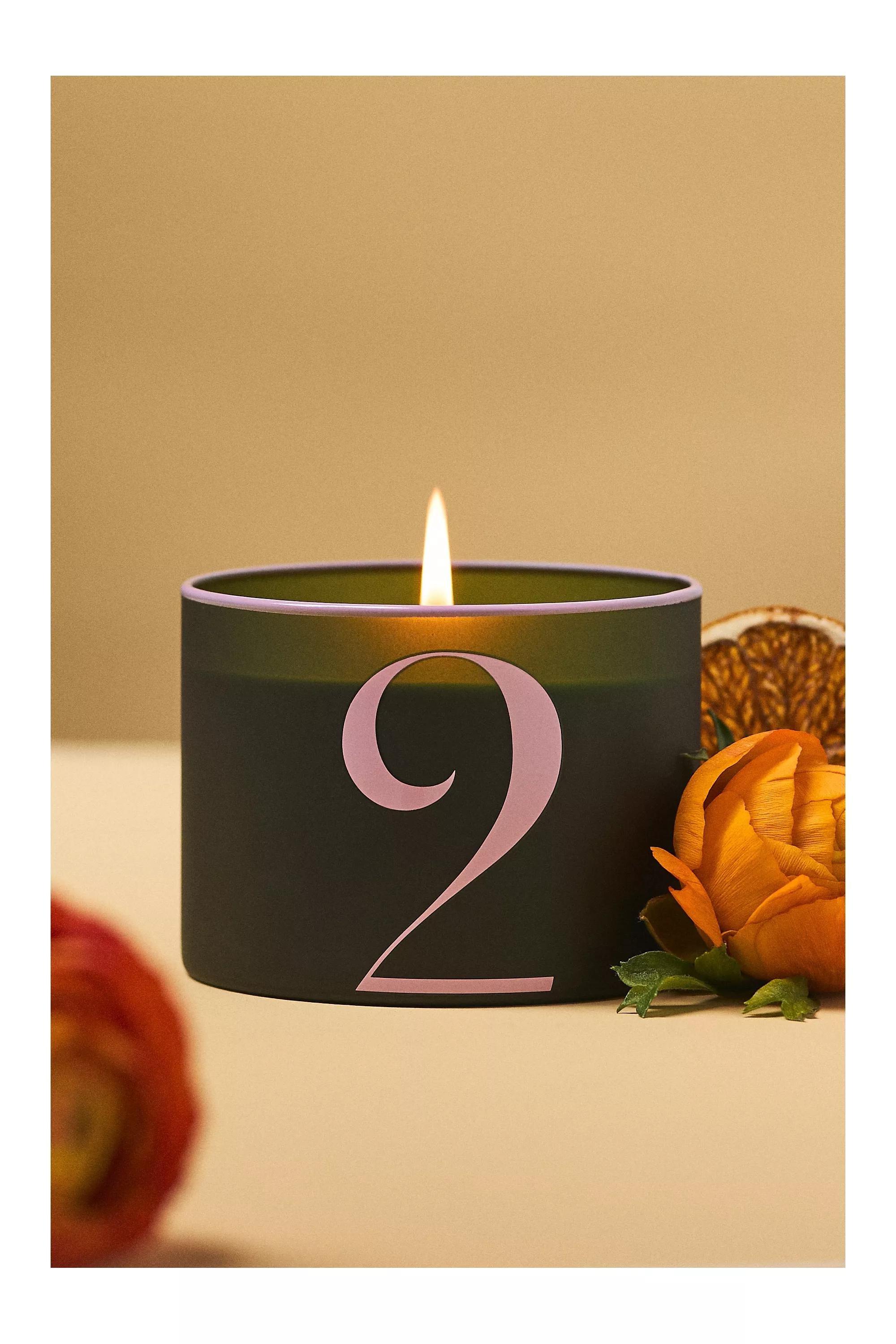 Number 2 Fruity Coconut & Amber Glass Candle, Green, , medium