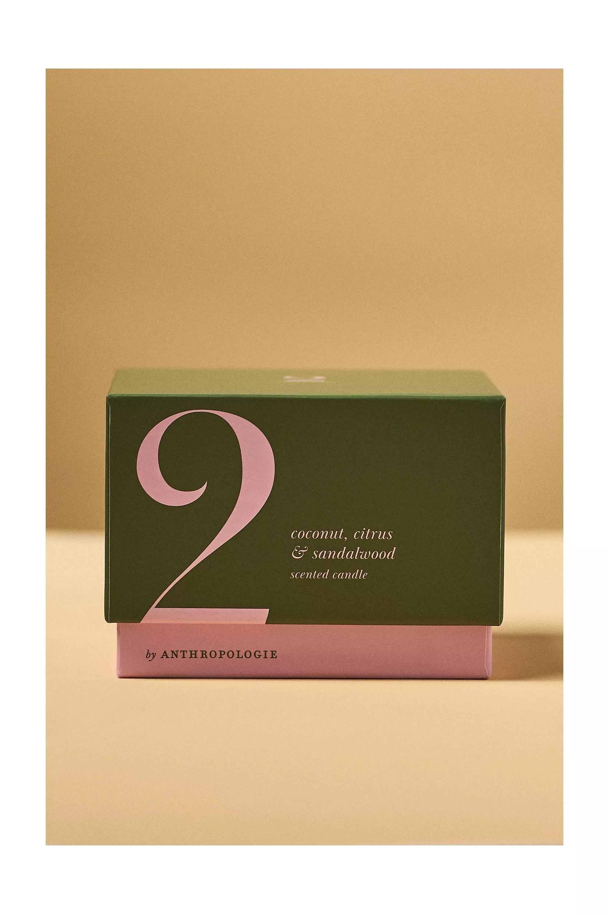Number 2 Fruity Coconut & Amber Glass Candle, Green, A501_0030, large image number 2