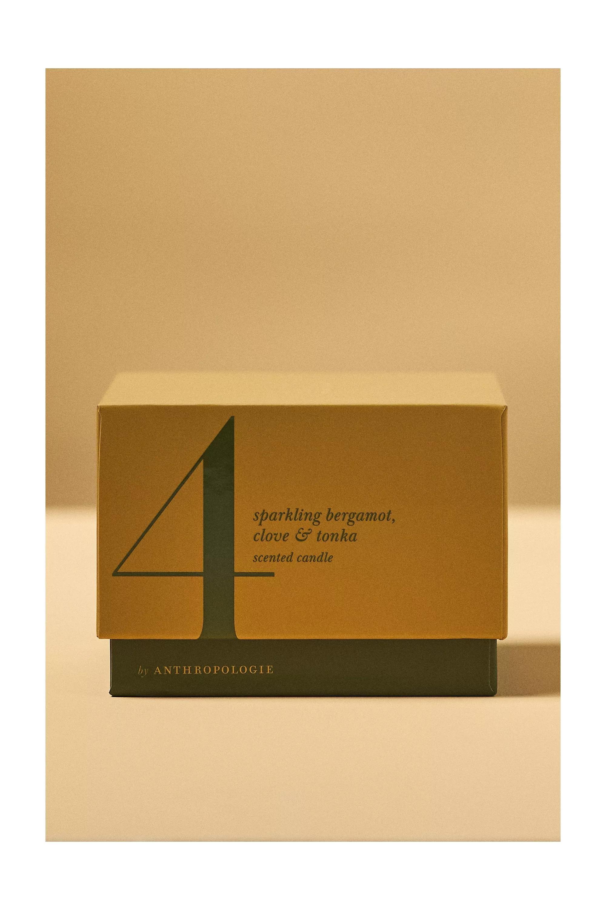 Number 4 Woody White Cedar & Thyme Glass Candle, Yellow, A501_0071, large image number 2