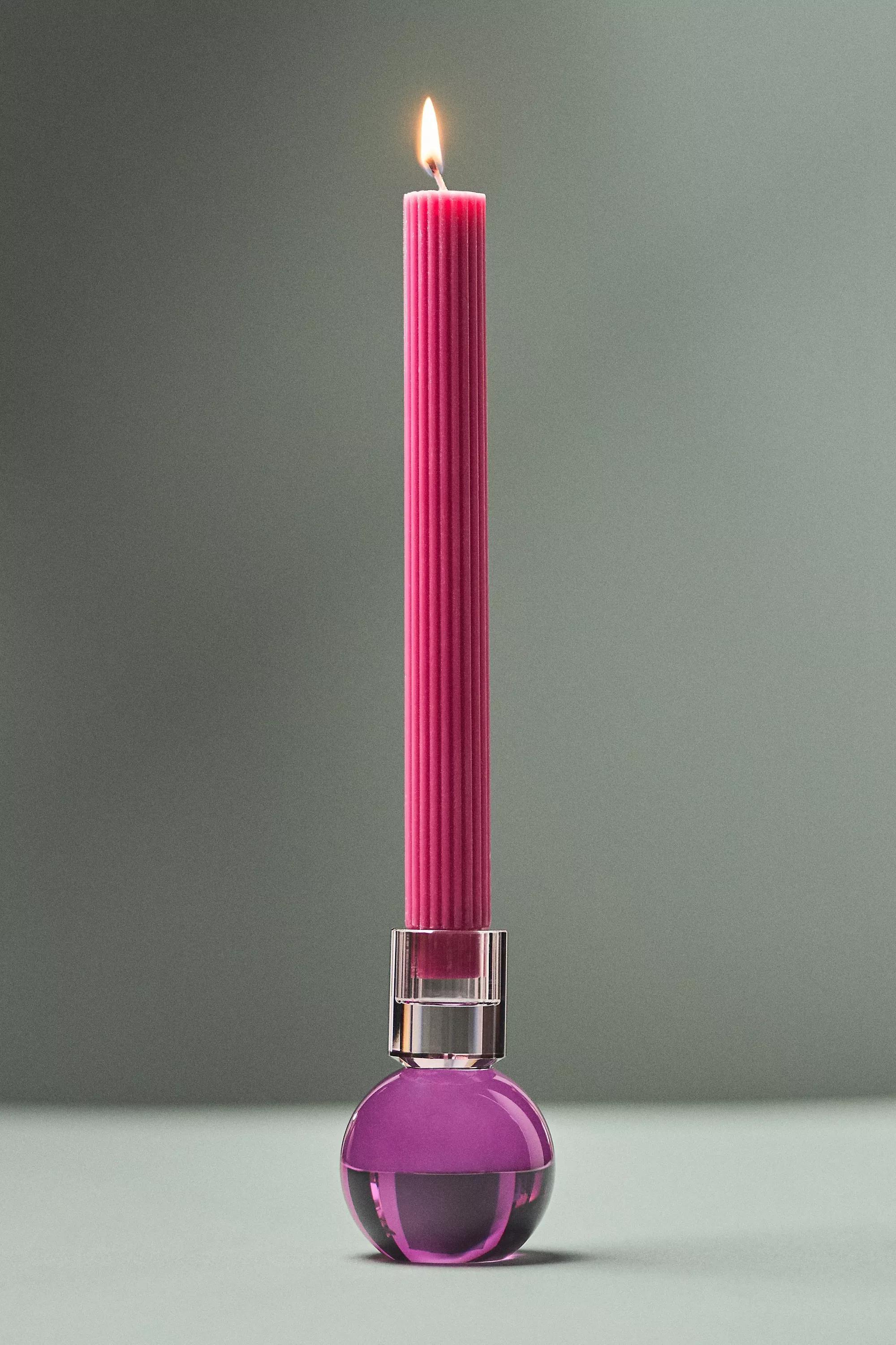 Modern Cut Glass Candle Holder, Purple, , medium