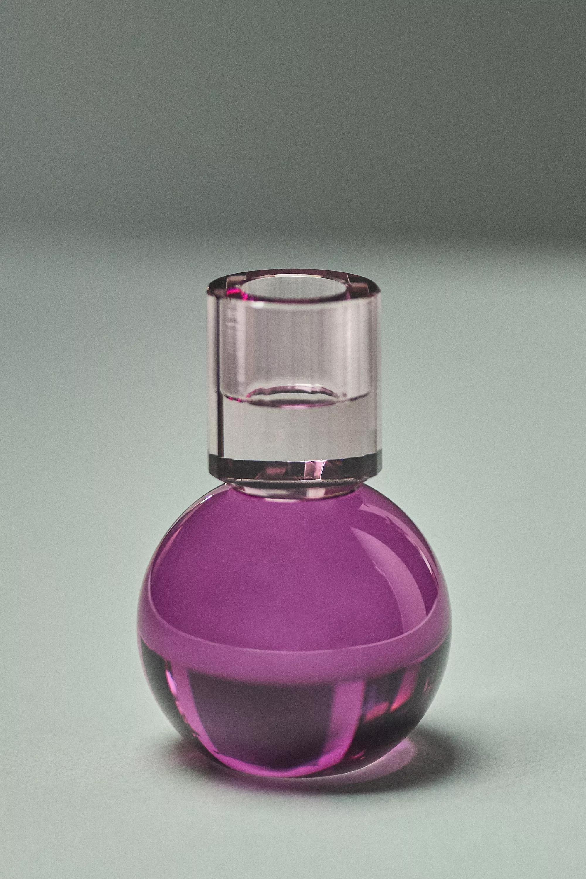 Modern Cut Glass Candle Holder, Purple, A501_0052, medium